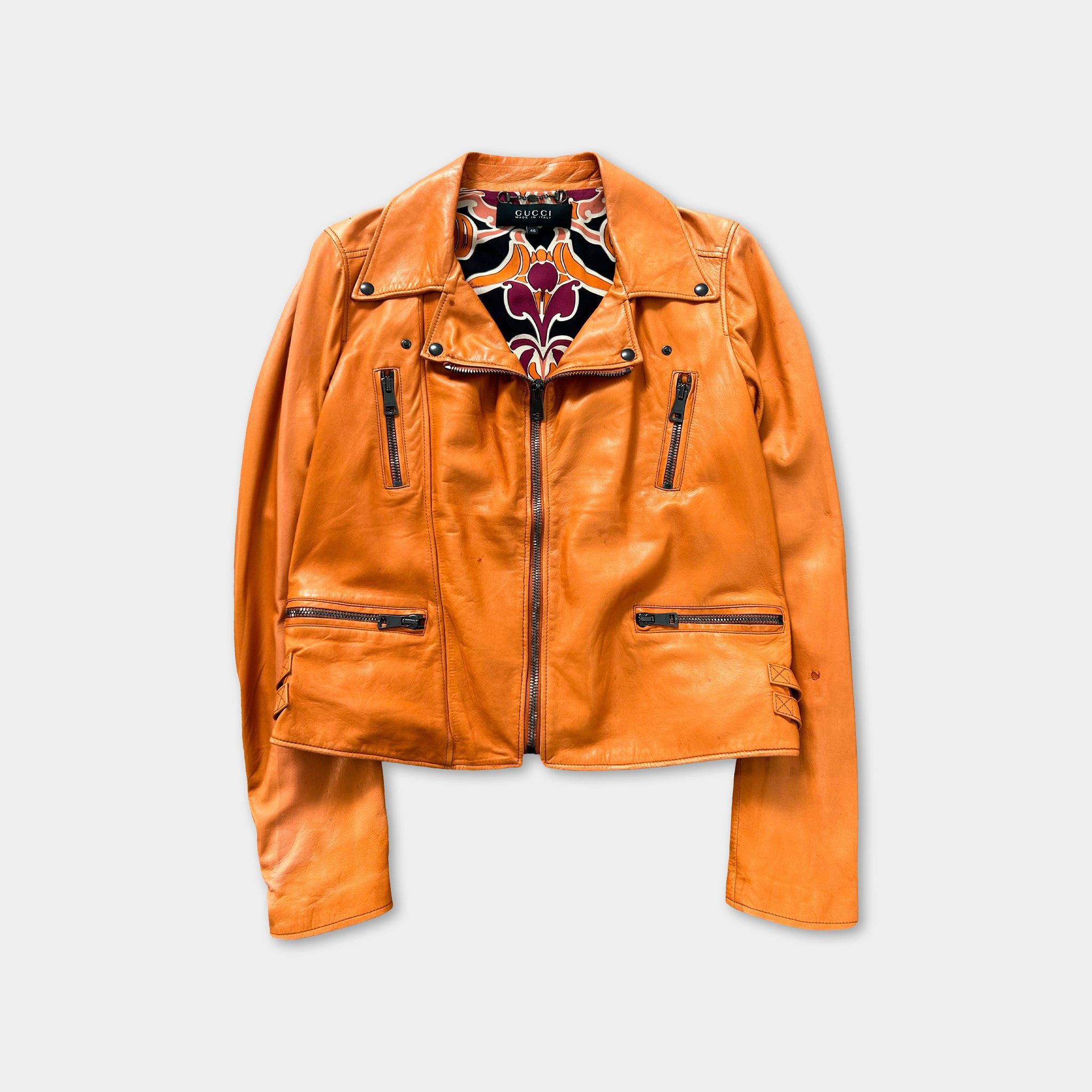 Gucci Gucci 2007 Orange Leather Jacket Size US S / EU 44-46 / 1 - 1 Thumbnail
