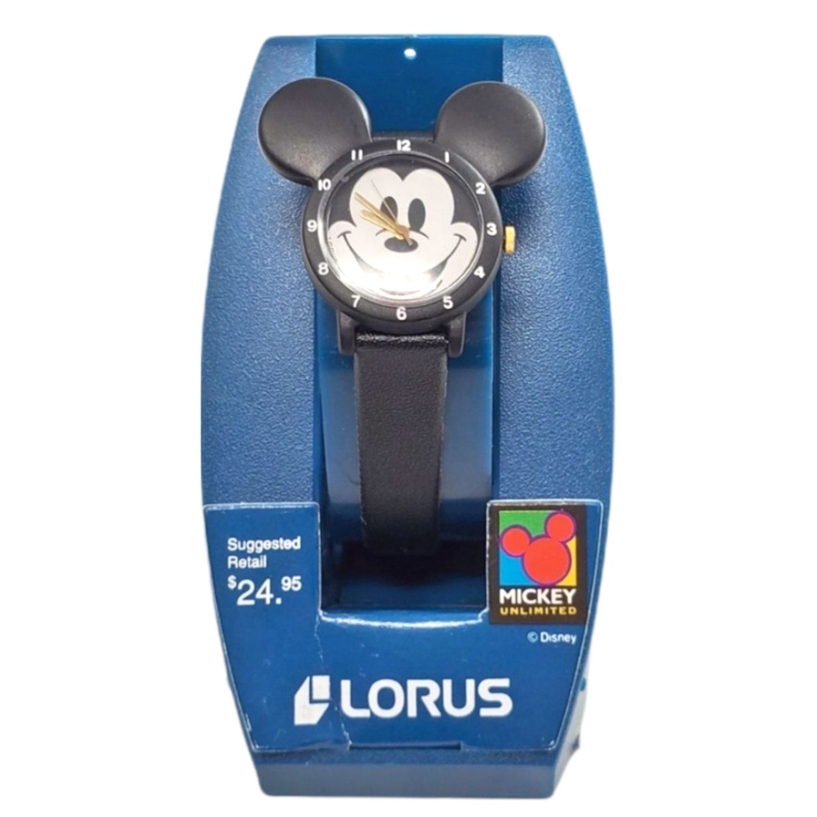 Disney X Lorus VTG Mickey Mouse Black Plastic Face Watch