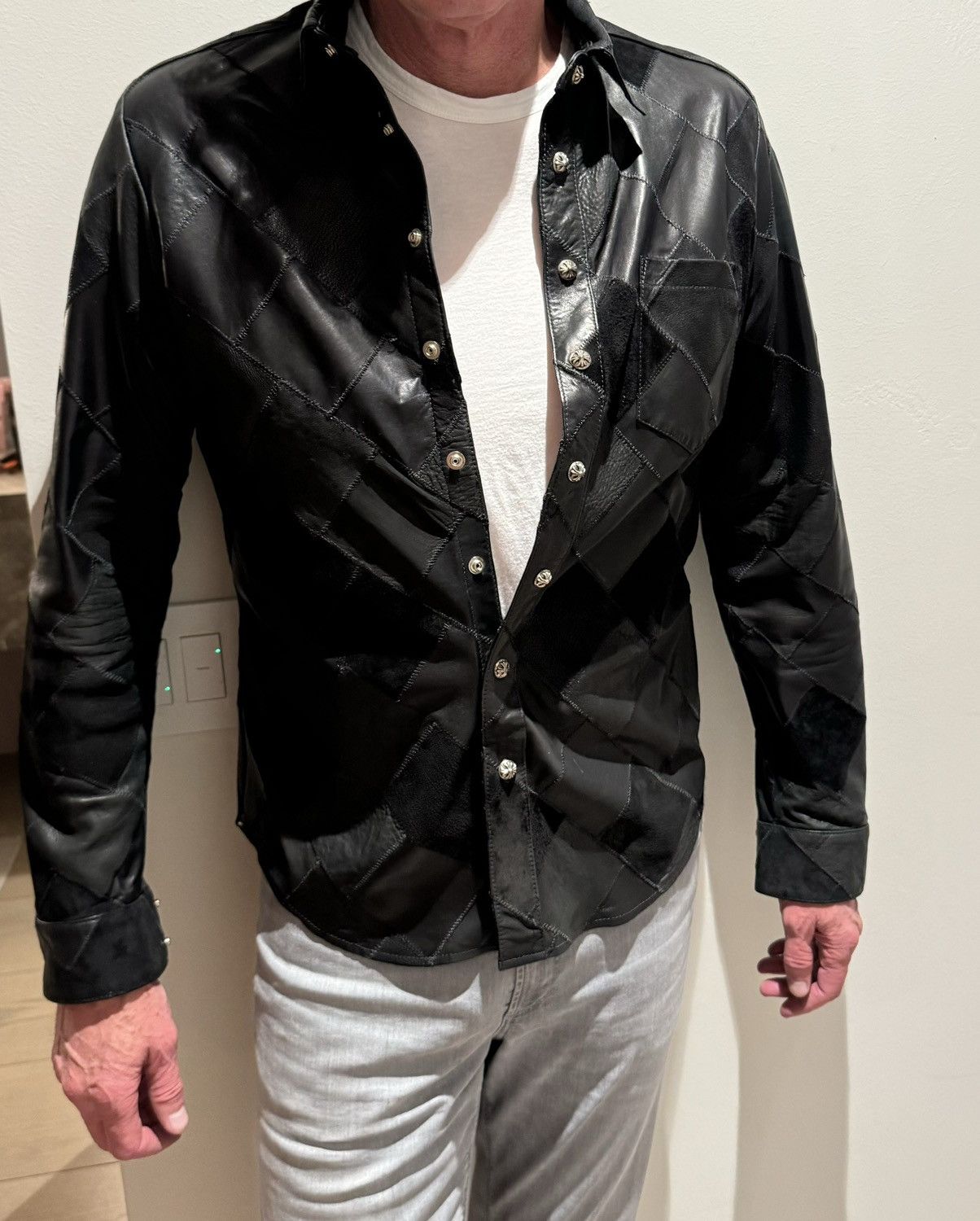 Chrome Hearts Chrome Hearts Leather Patchwork Shirt RARE Size US L / EU 52-54 / 3 - 3 Thumbnail