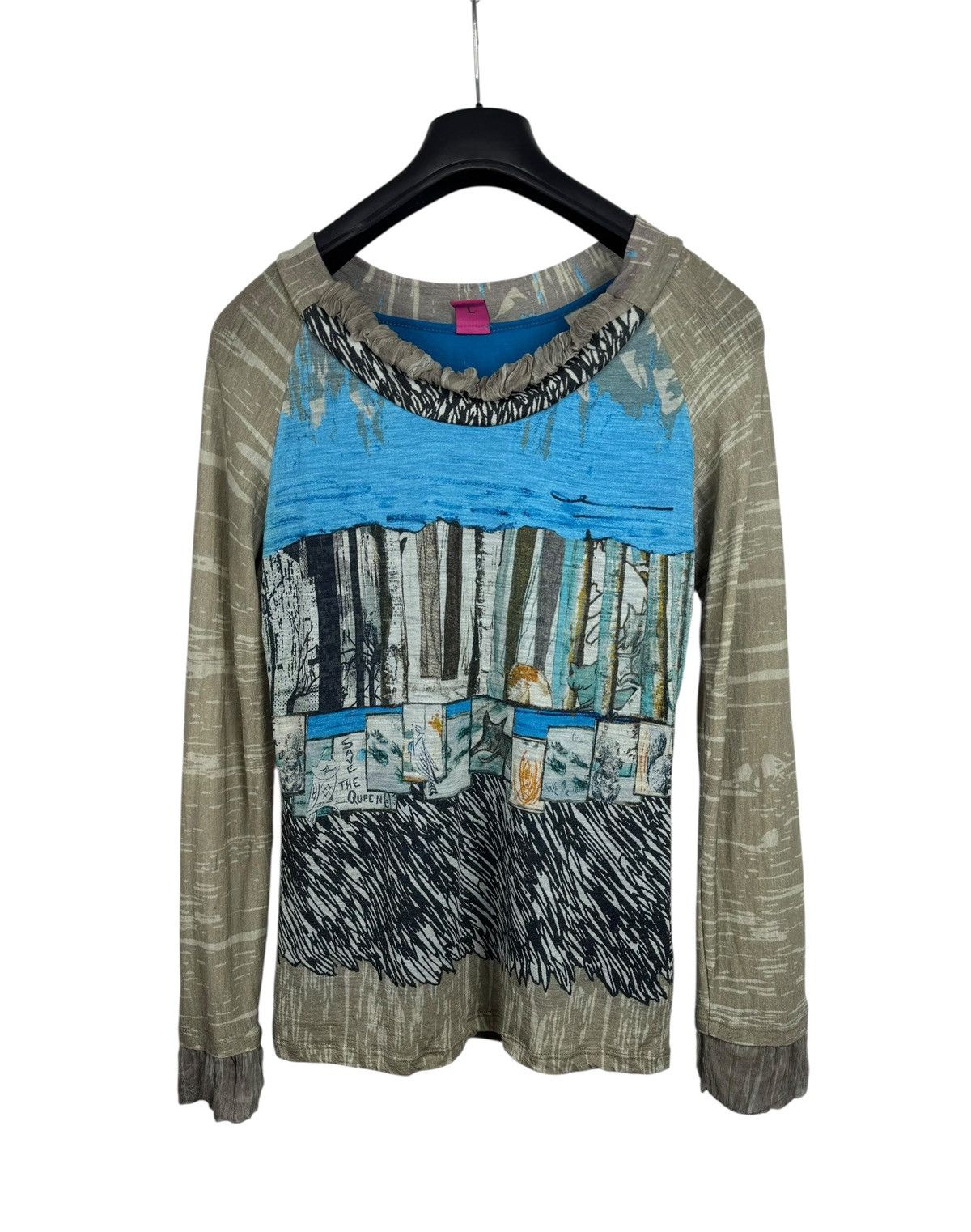 Other Save The Queen Printed Longsleeve Wool Fringed Silk size L Size L / US 10 / IT 46 - 14 Thumbnail