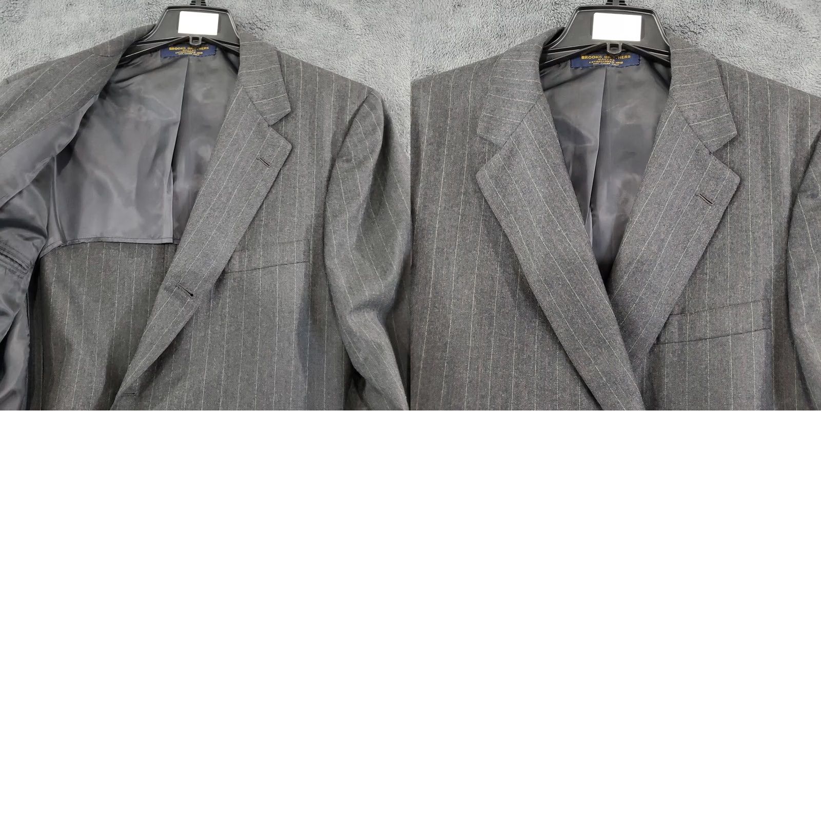 Brooks Brothers Brooks Brothers Suit Jacket Charcoal Gray Striped Wool 44R Regular Two-Button Single-Breasted Men’s 100% Wool 44R Brown? Size 44R - 9 Thumbnail