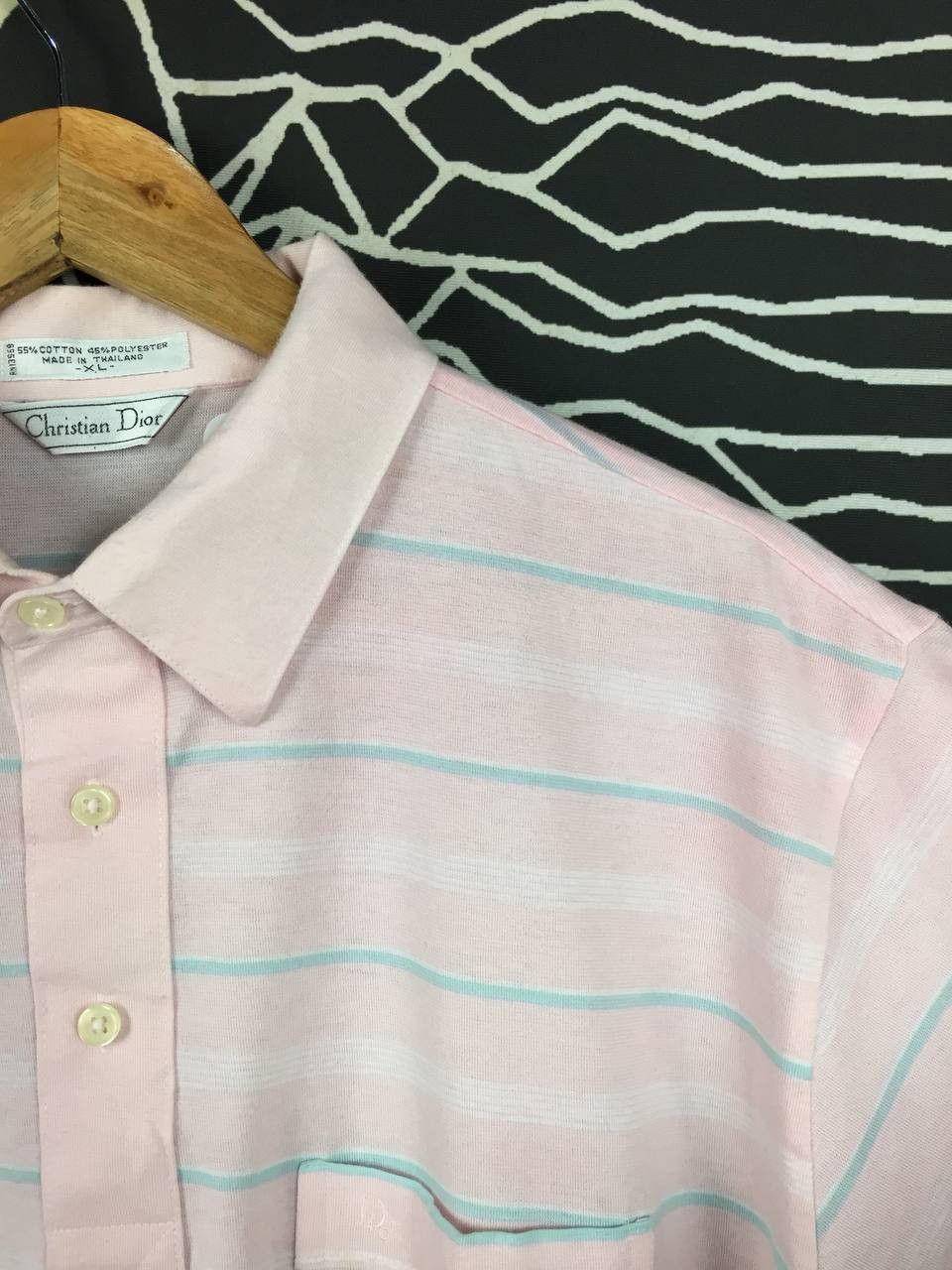 Christian Dior Monsieur Vtg Christian Dior Pastel Striped Cotton Poly Polo Shirt Size US XL / EU 56 / 4 - 4 Thumbnail