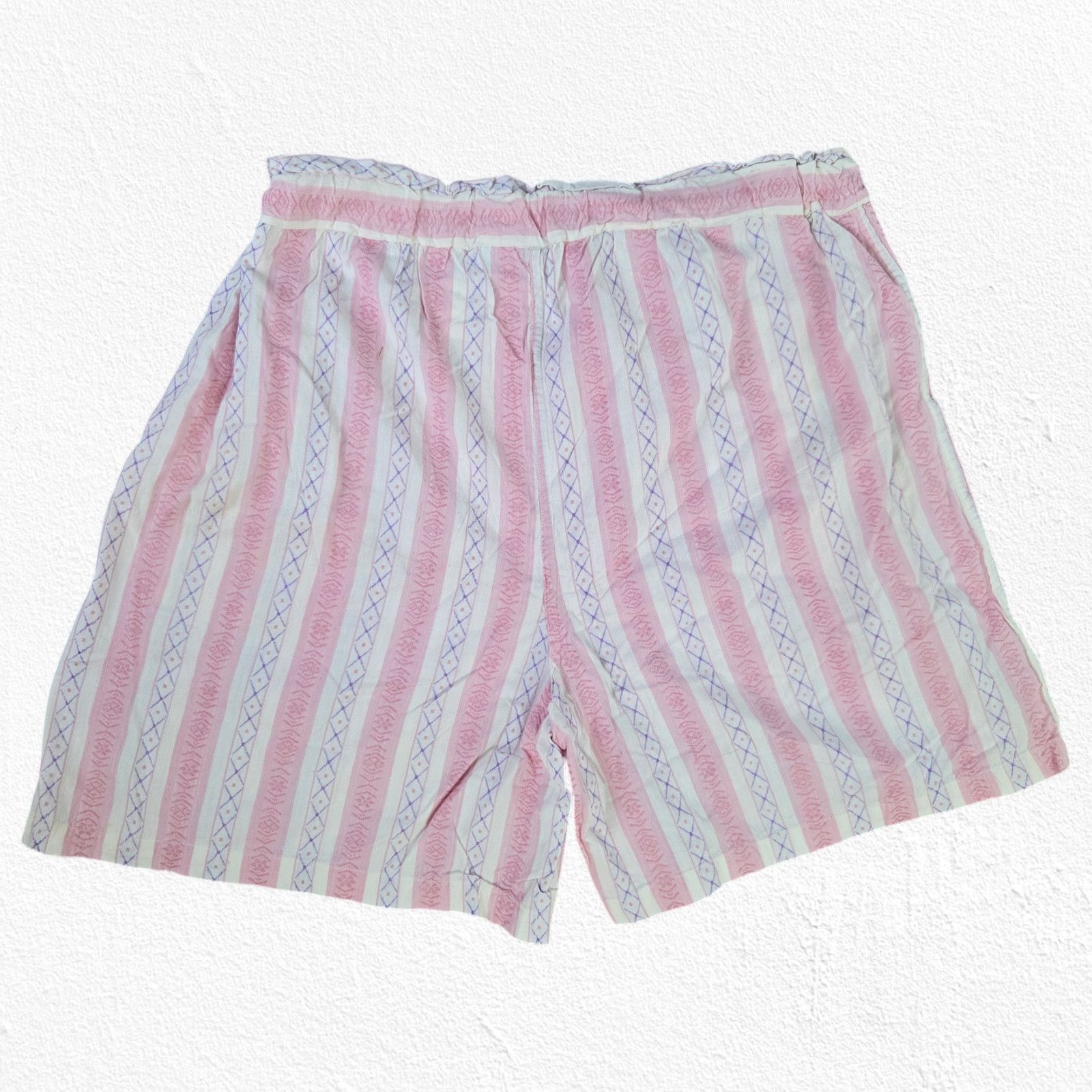 Vintage Vintage Pink White Striped Bermuda Shorts Size 20 Size 42" / US 20 - 8 Thumbnail