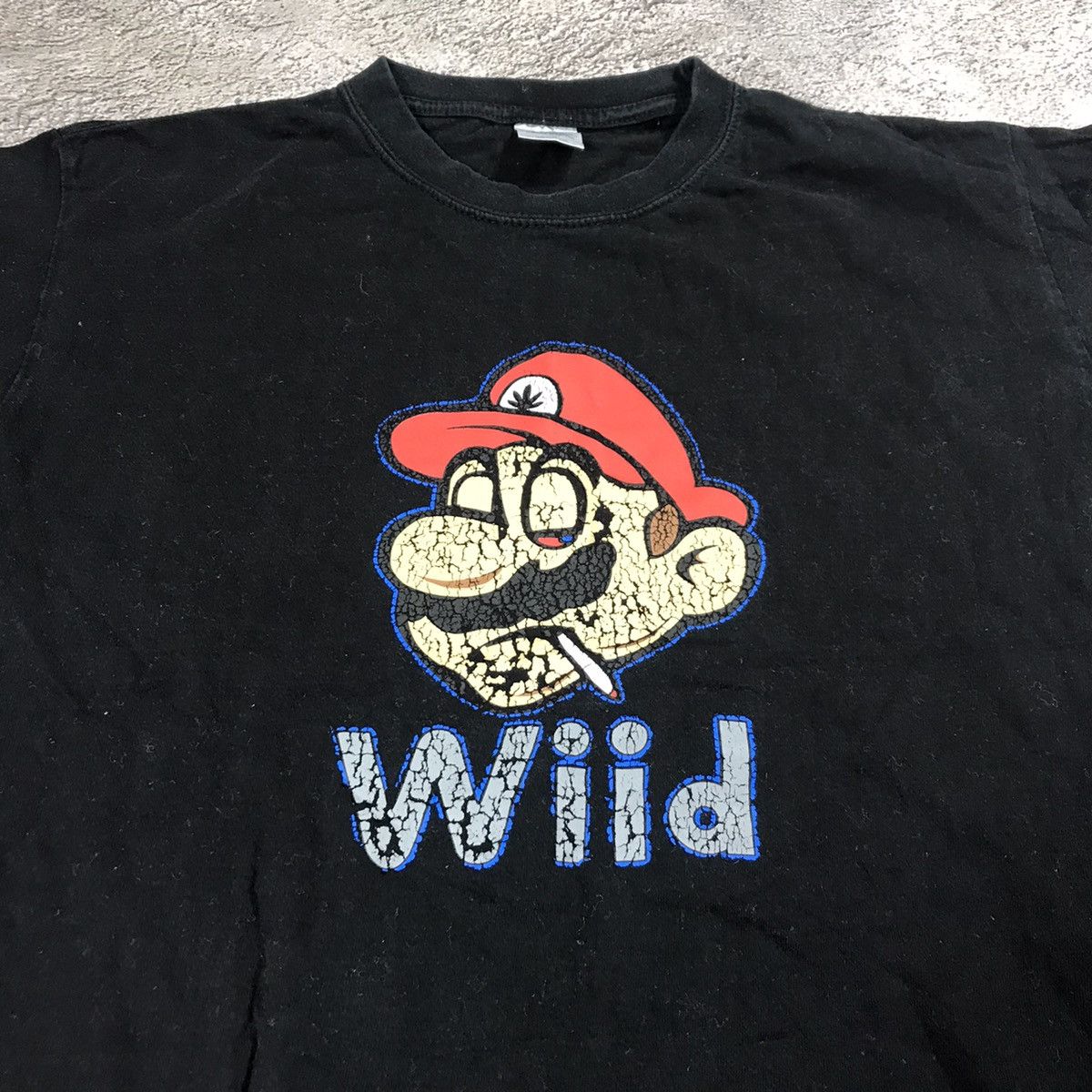 Vintage Vintage Y2K Graphic Tee Mario Weed Smoking Streetwear Slim M Size US M / EU 48-50 / 2 - 1 Thumbnail