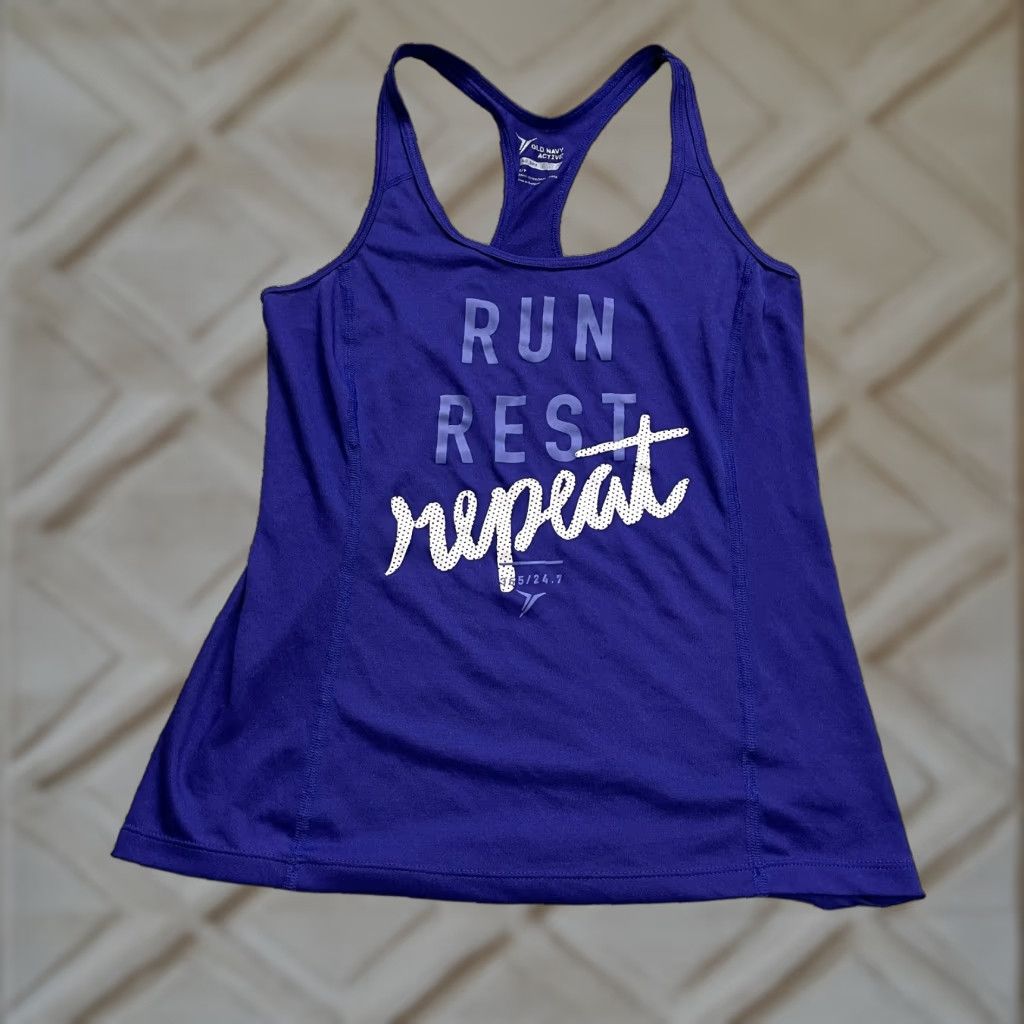 Old Navy Old Navy Active Go Dry Womens Tank Top Small Blue Racer Back Sports Graphic Size S / US 4 / IT 40 - 1 Thumbnail