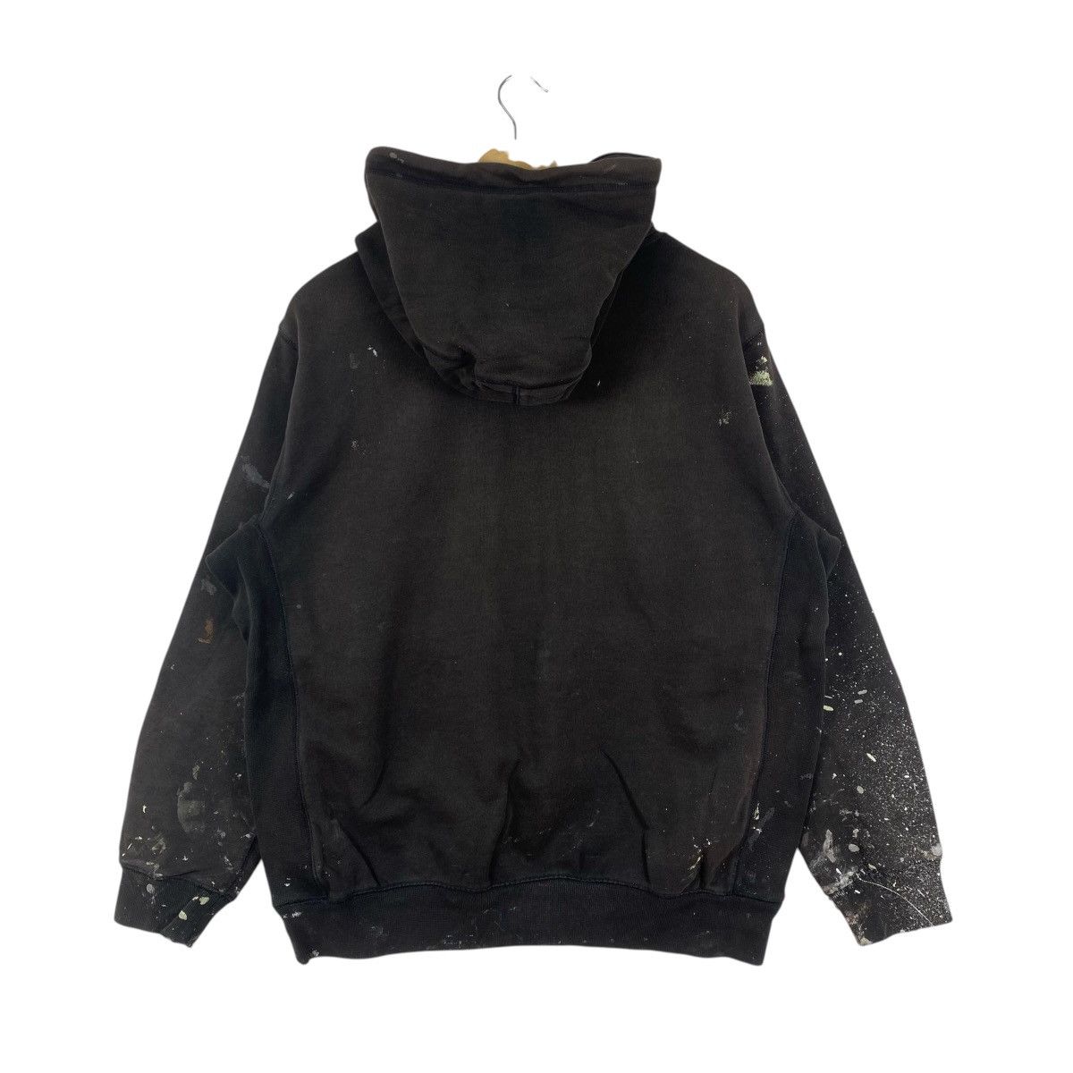 Japanese Brand ZOZO Japan Paint Splatter Hoodie Black Distressed Boxy XL Size US XL / EU 56 / 4 - 2 Thumbnail
