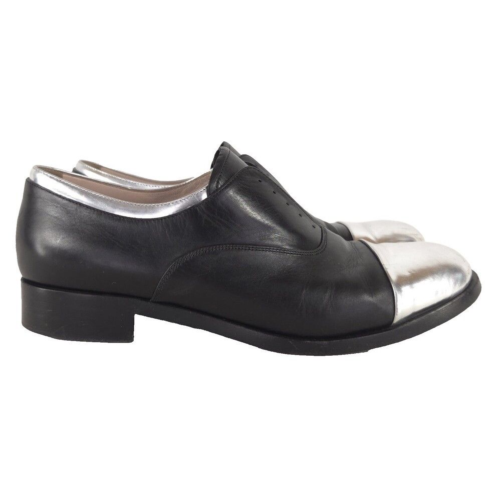 Miu Miu Miu Miu Cap Toe Oxford Shoes 40 EU 10 US Womens Black Silver Size US 10 / EU 43 - 3 Thumbnail