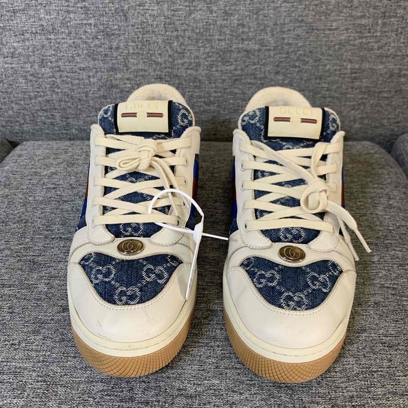 Gucci Gucci Screener Denim Sneakers in White and Blue - Size US 9.5 / EU 42-43 - 2 Thumbnail