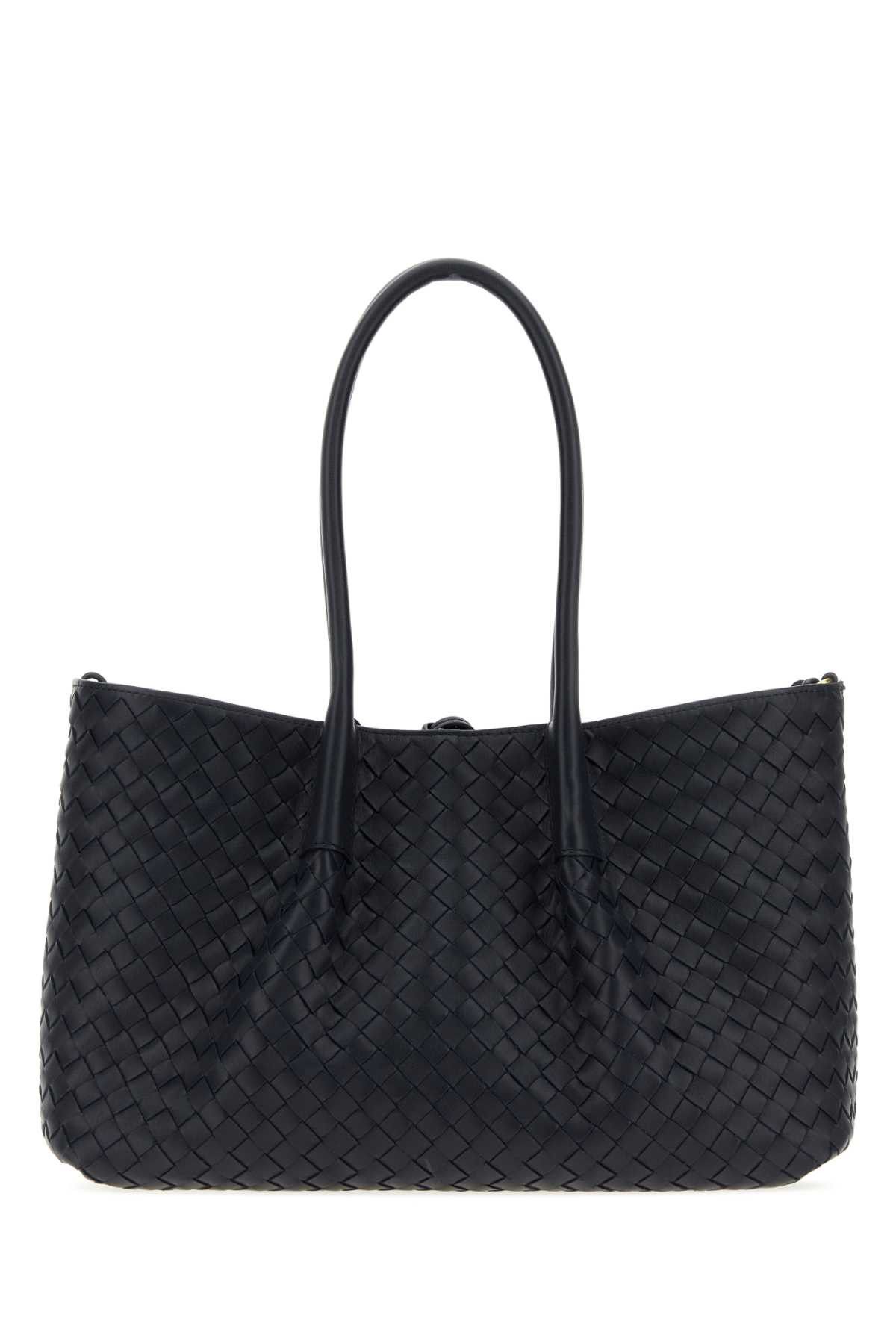 Midnight Blue Leather Pinacoteca Reversible Shopping Bag, Women's