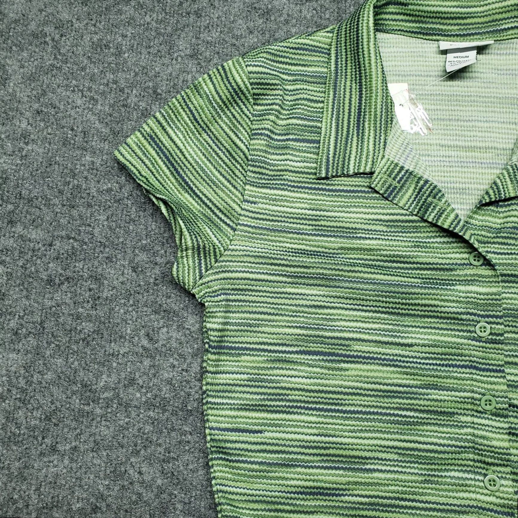 Vintage Rue21 Shirt Top Womens M Green Space Dye Stretch Button Up Collared New Size M / US 6-8 / IT 42-44 - 4 Thumbnail
