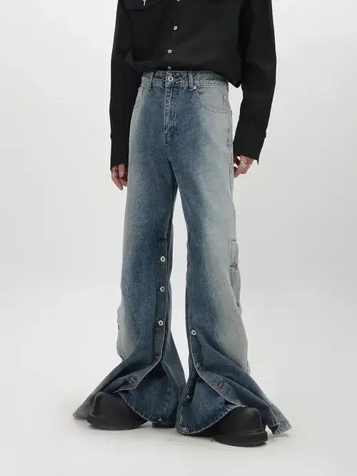 Japanese Brand × Vintage Button design wide leg loose jeans trousers y2k Size US 32 / EU 48 - 1 Thumbnail