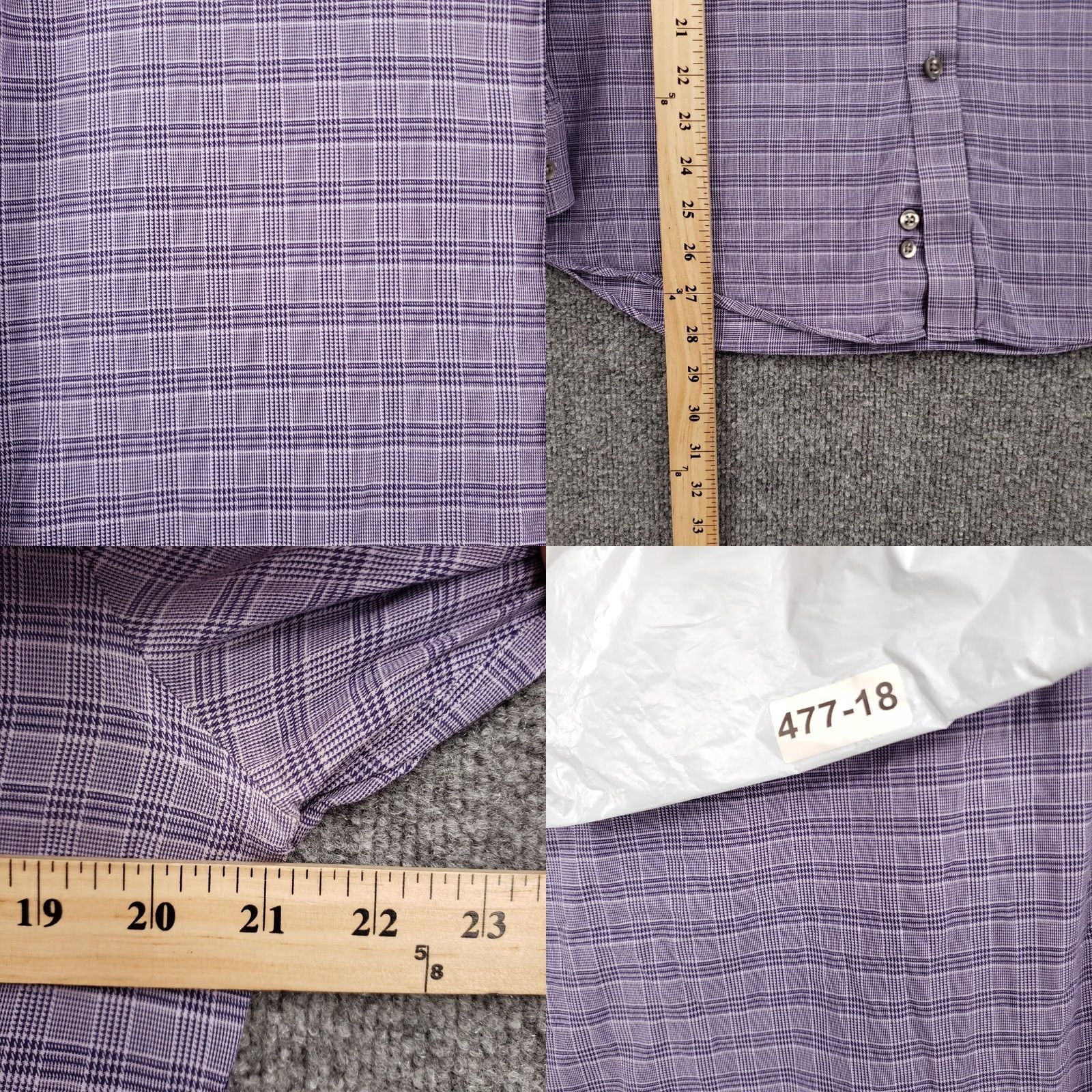Michael Kors Michael Kors Dress Shirt Mens M Medium Purple Button-Up Plaid Slim Fit Collared Size 40R - 8 Thumbnail