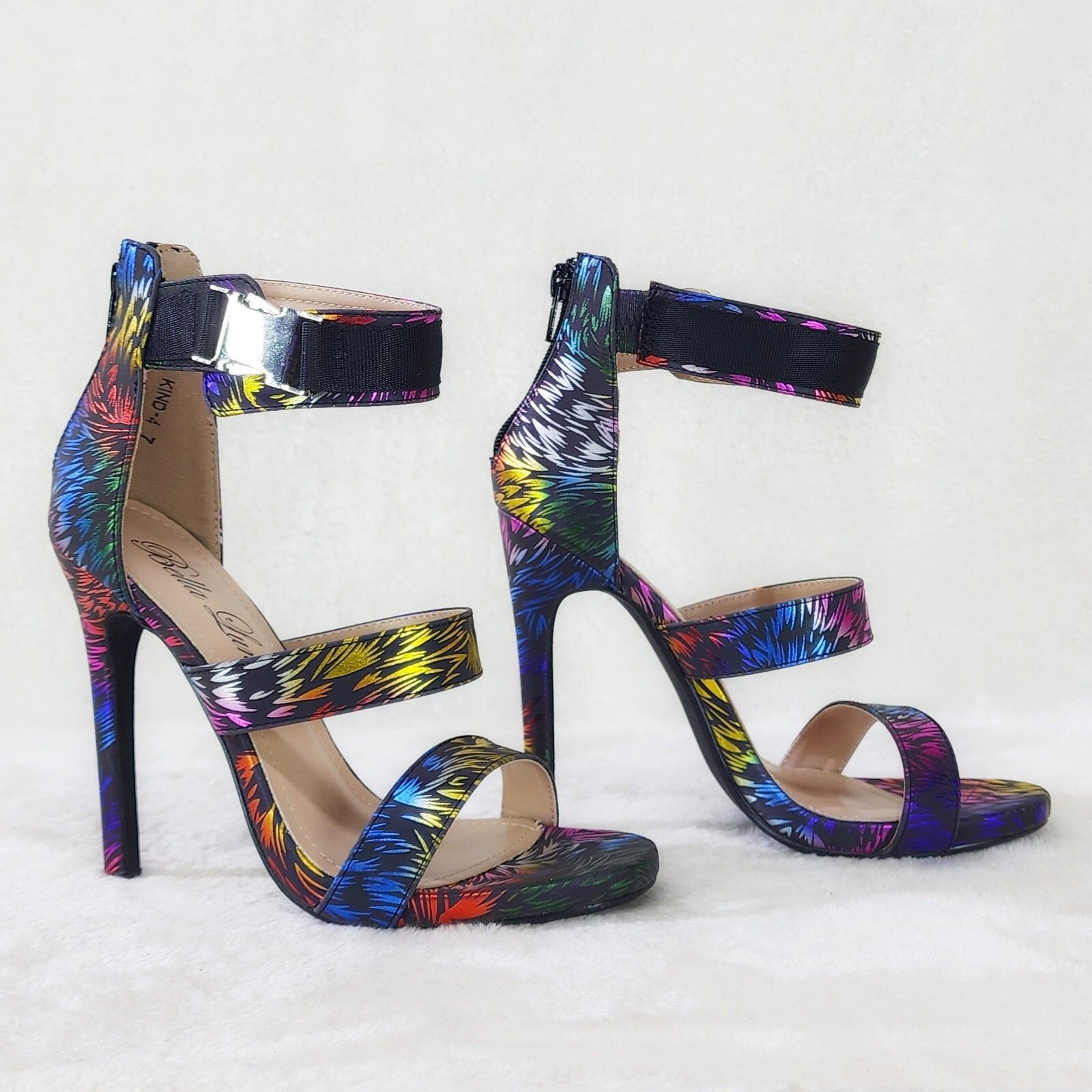 Other Festive Colorful Metallic Reflective Triple Strap Mini Platf Size US 8 / IT 38 - 5 Thumbnail