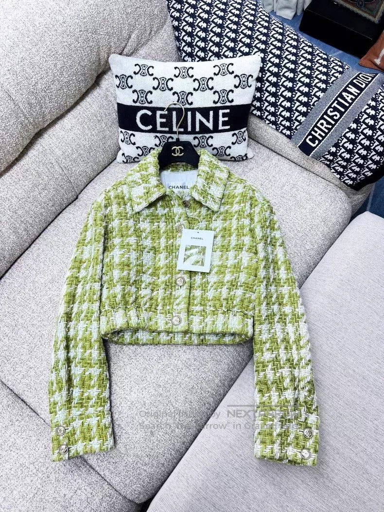 Chanel Chanel 22B Avocado Green Grass Thousand Birds Tweed Jacket Size XXS / US 00 / IT 34 - 2 Thumbnail