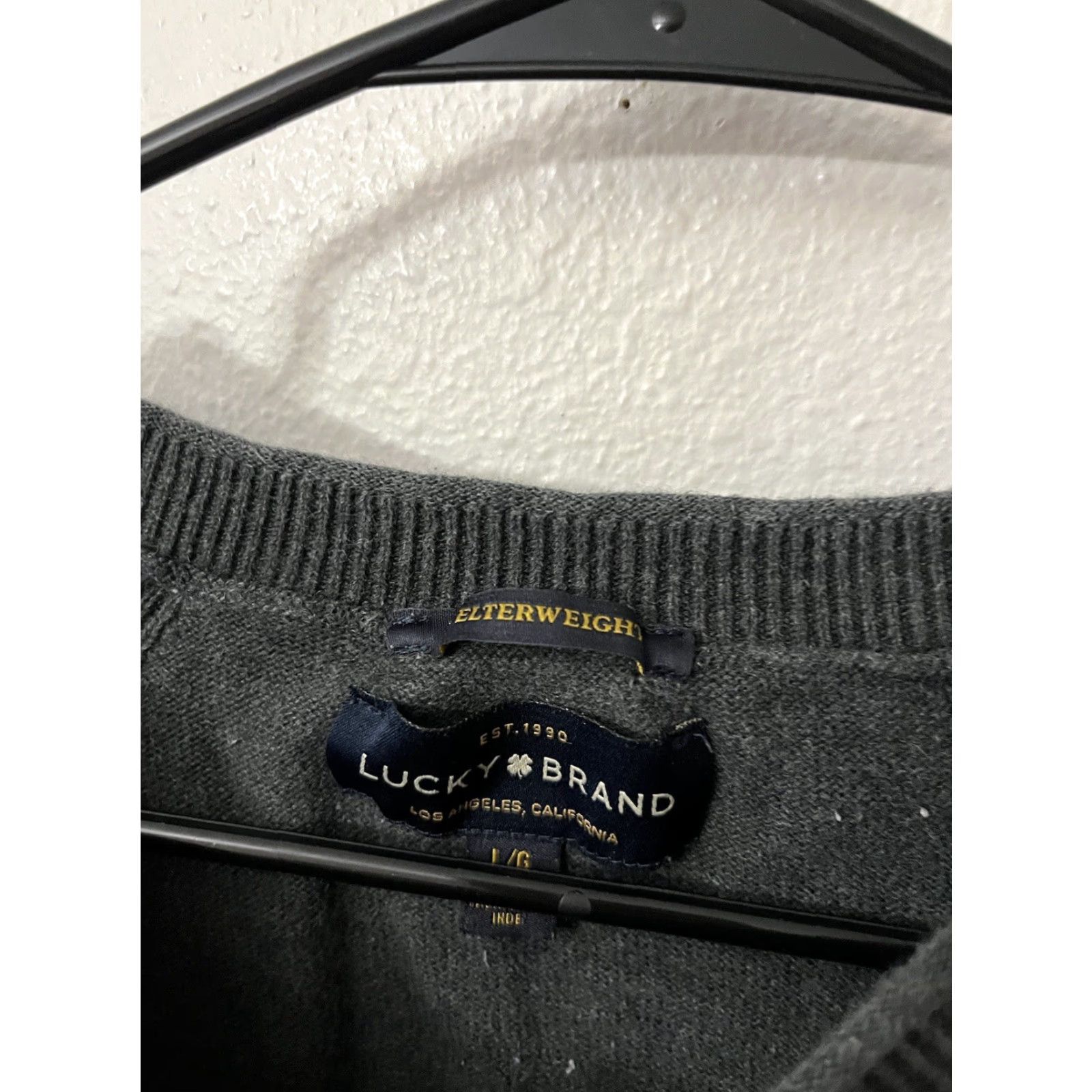 Lucky Brand Lucky Brand Men's 100% Cotton Welterweight Crew Neck Gray Sweater Large Size US L / EU 52-54 / 3 - 3 Thumbnail