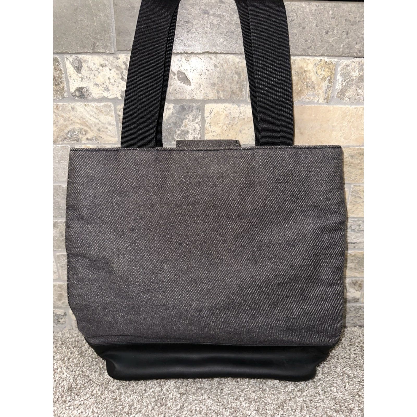 Vintage VINTAGE Polo Sport Women’s Denim Tote Bag Medium Black Sports Logo Classic Size ONE SIZE - 4 Thumbnail