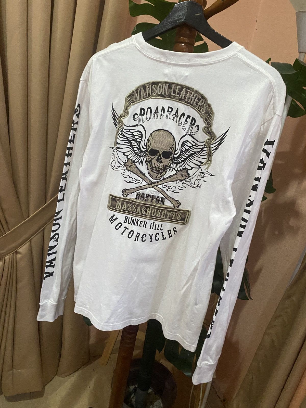 Vanson Leathers Vanson Leathers Roadracer Skull Graphic White Long Sleeve Size US M / EU 48-50 / 2 - 2 Thumbnail