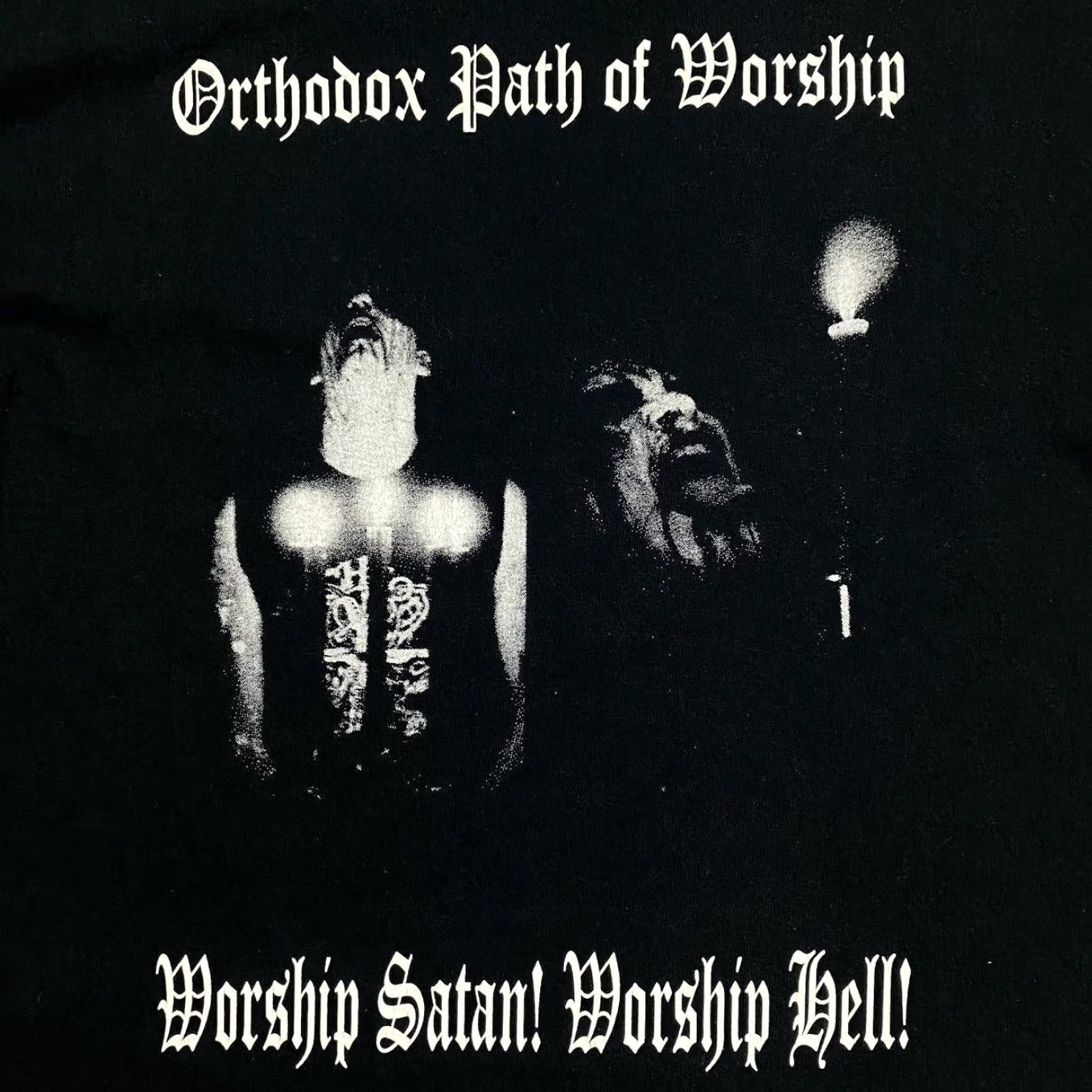 Gildan Forbidden Eye Orthodox Path Of Worship Heavy Black Metal Band T-Shirt Medium Black Graphic Print Front Back Mens Shirt M Size US M / EU 48-50 / 2 - 4 Thumbnail