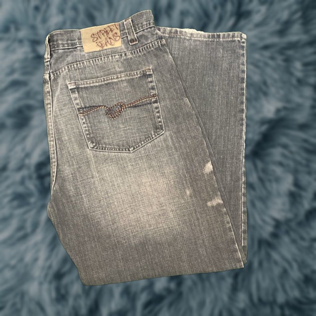 Vintage VINTAGE Street Jeans Jeans Baggy Grunge Hip Hop Y2K VTG Mens 40 Blue Wide-Leg Distressed 40x32 Mens Size US 40 / EU 56 - 1 Thumbnail