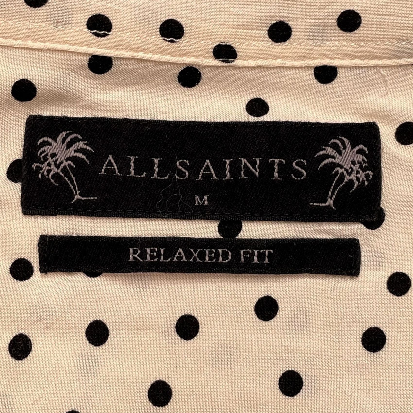 Allsaints AllSaints Shirt Mens Medium Beige Polka Dot Short Sleeve Button Up Relaxed Fit Size US M / EU 48-50 / 2 - 2 Thumbnail