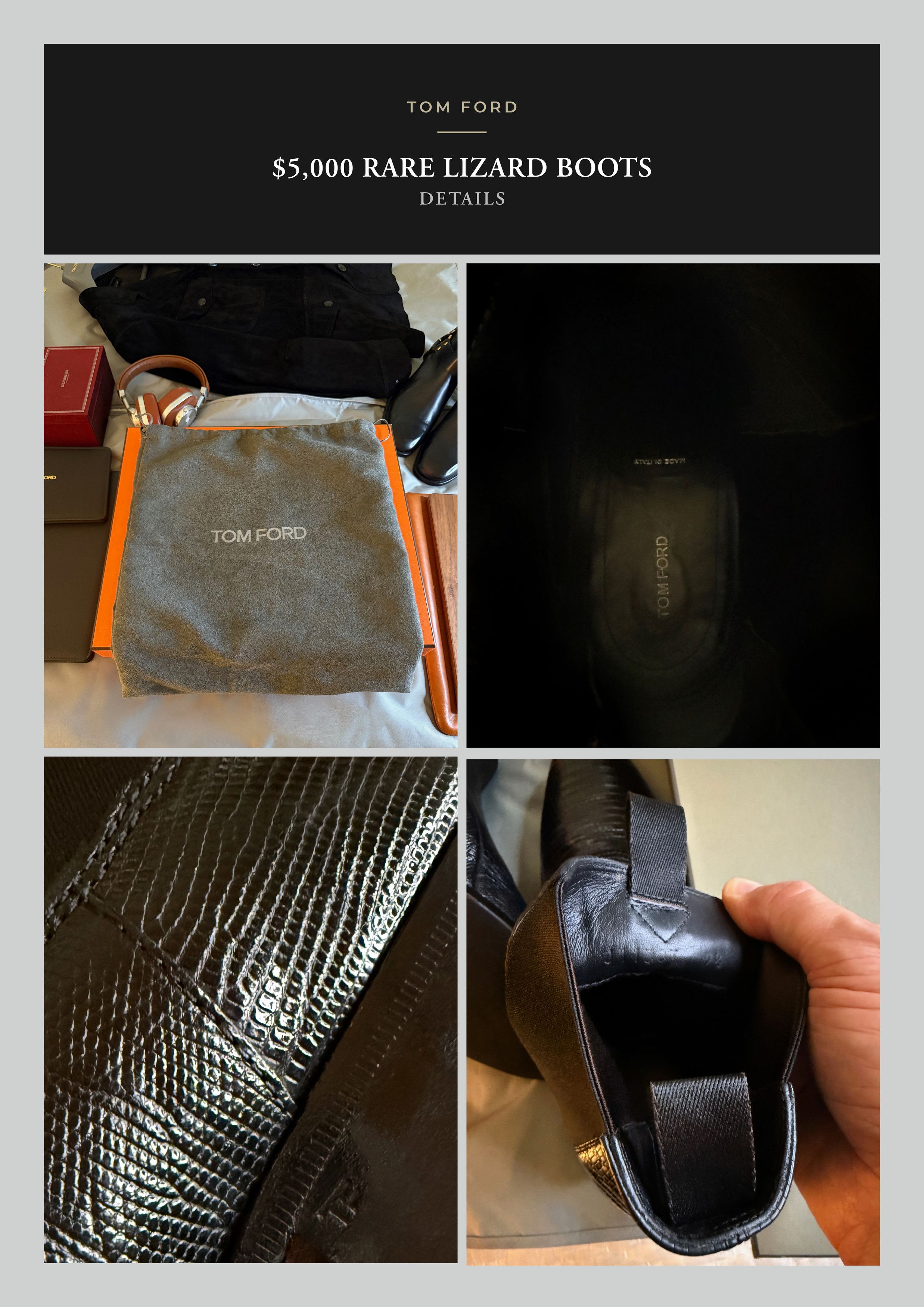 Tom Ford A-List Celeb RARE $5K TOM FORD Lizard Boots, Godly Details Size US 10.5 / EU 43-44 - 18 Thumbnail