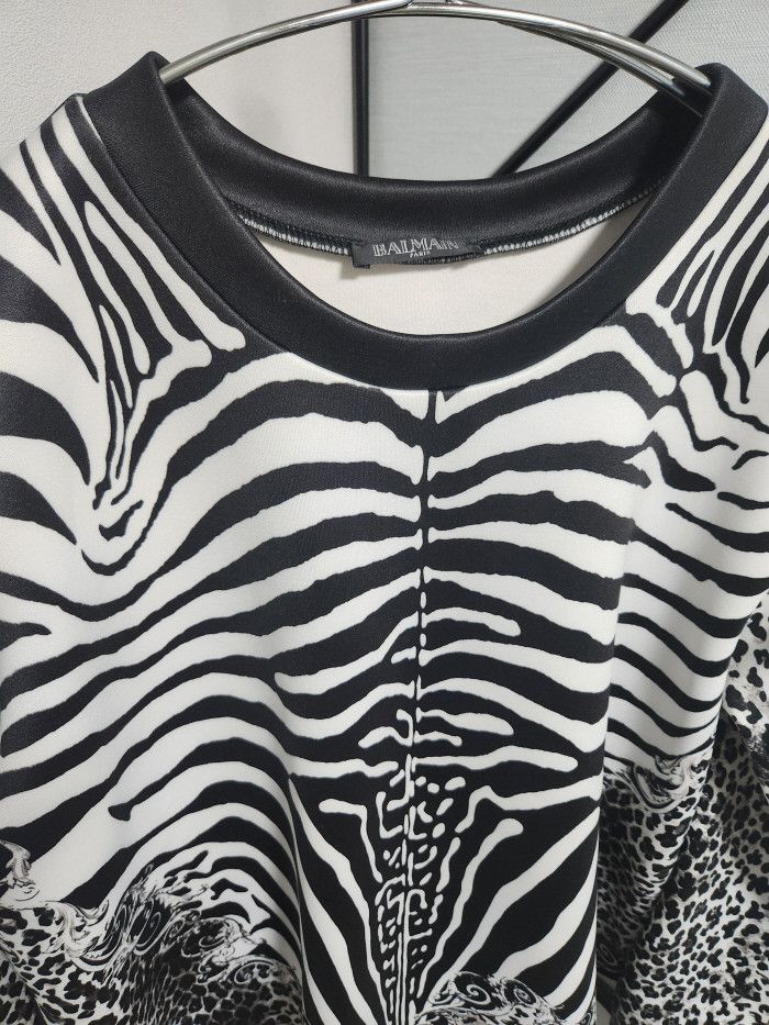 Balmain Balmain Black Zebra 네오프렌 Sweatshirt Size XS / US 0-2 / IT 36-38 - 3 Thumbnail