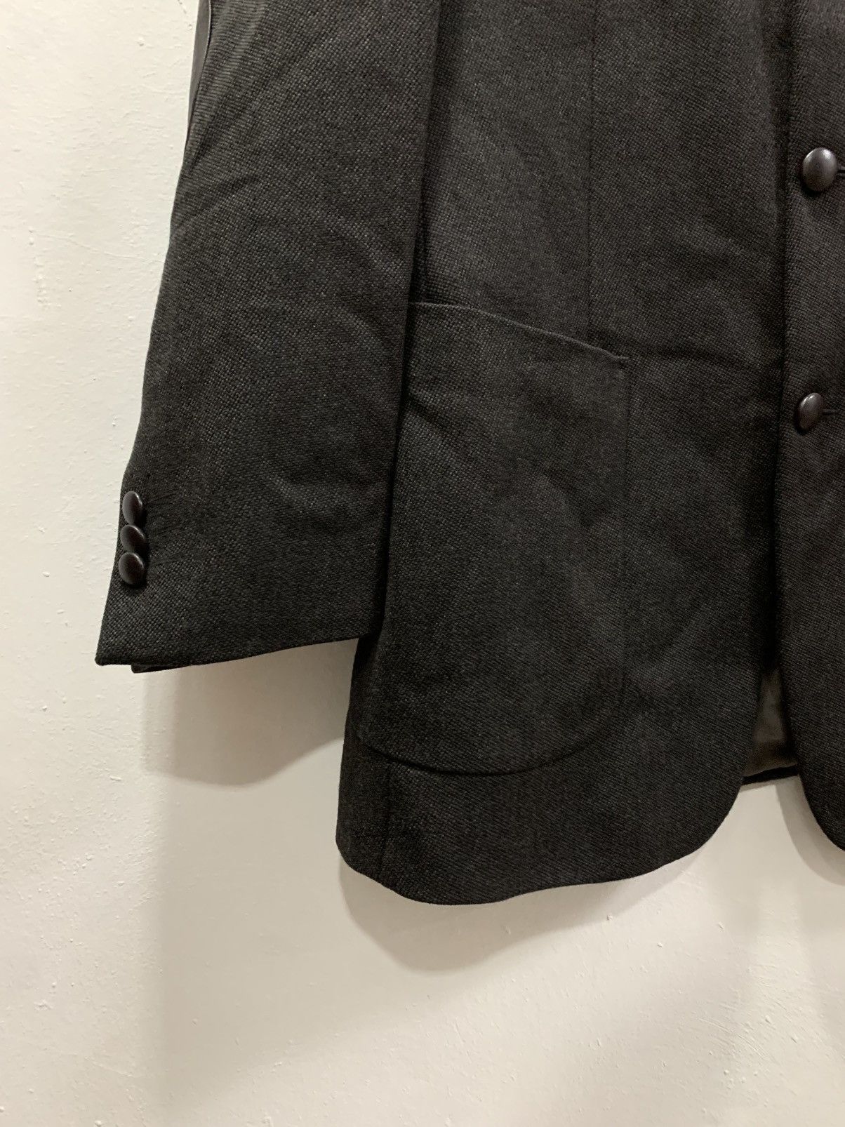 Balenciaga BALENCIAGA LEATHER ELBOW PATCH & HALF COLLAR WOOL BLAZER Size 50R - 5 Thumbnail