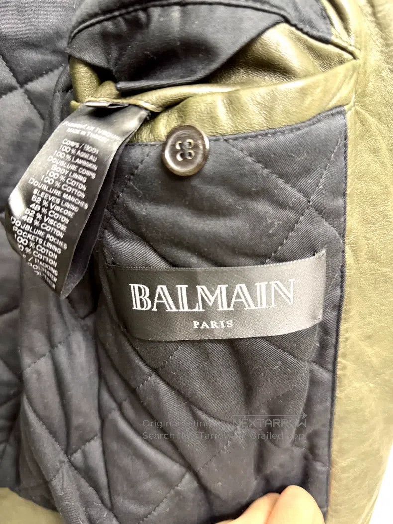 Balmain BALMAIN Military green biker leather jacket Size US S / EU 44-46 / 1 - 5 Thumbnail