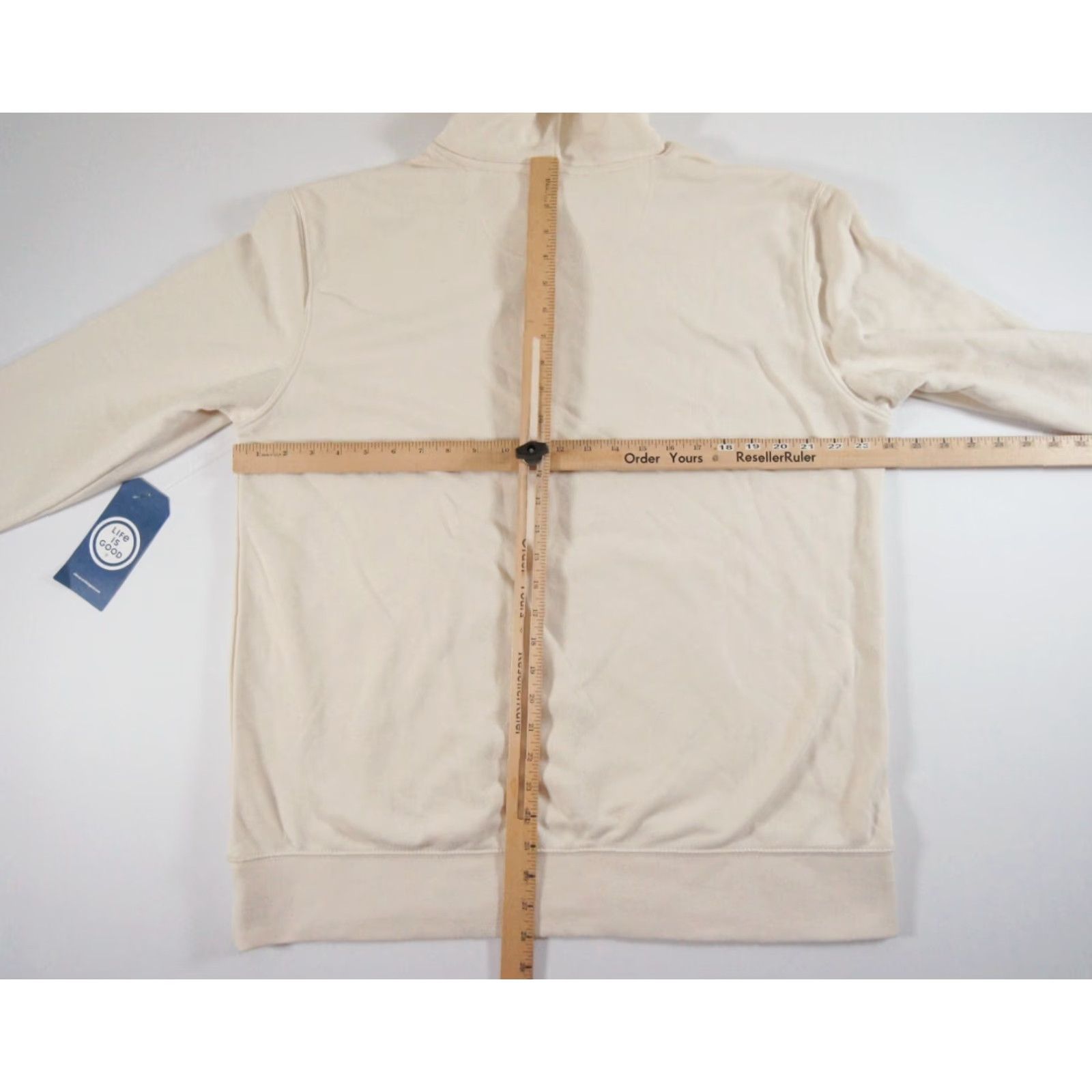 Life is Good Life Is Good Sweatshirt Mens Large Beige Cream Hoodie USA Flag Nature Outdoors Size US L / EU 52-54 / 3 - 7 Thumbnail