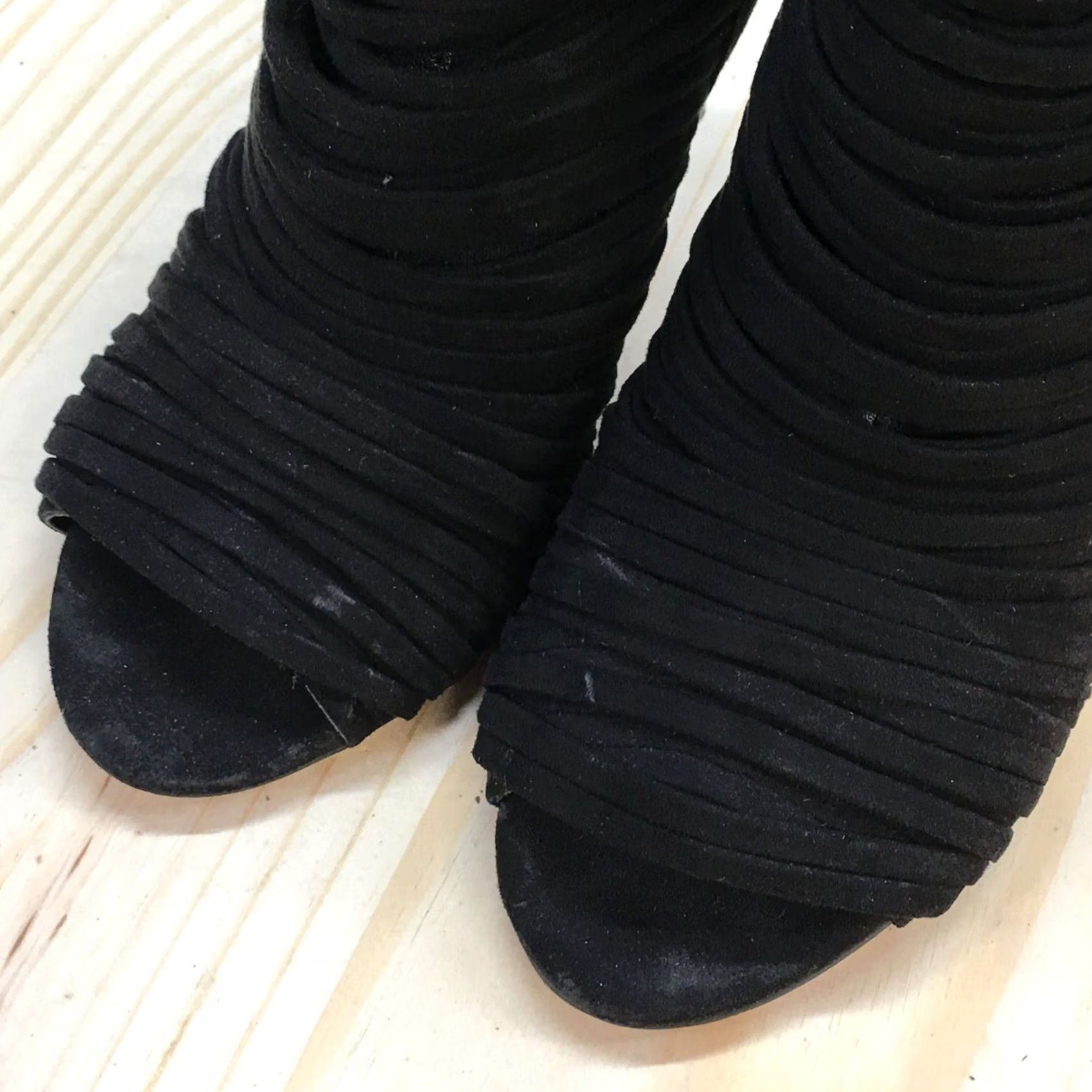BCBGeneration BCBGeneration Ankle Booties Womens 7.5B Black Elle Peep Toe Stiletto Casual Bootie Size US 8 / IT 38 - 4 Thumbnail