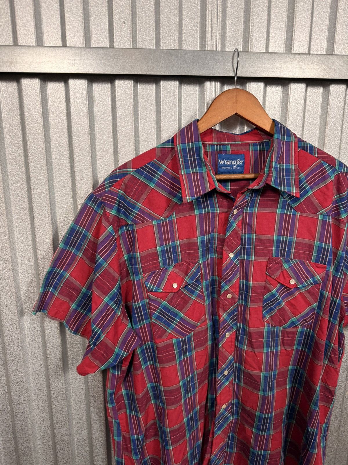 Wrangler Vintage Wrangler Pearl Snap Short Sleeve Western Butto Shirt Size US XL / EU 56 / 4 - 2 Thumbnail