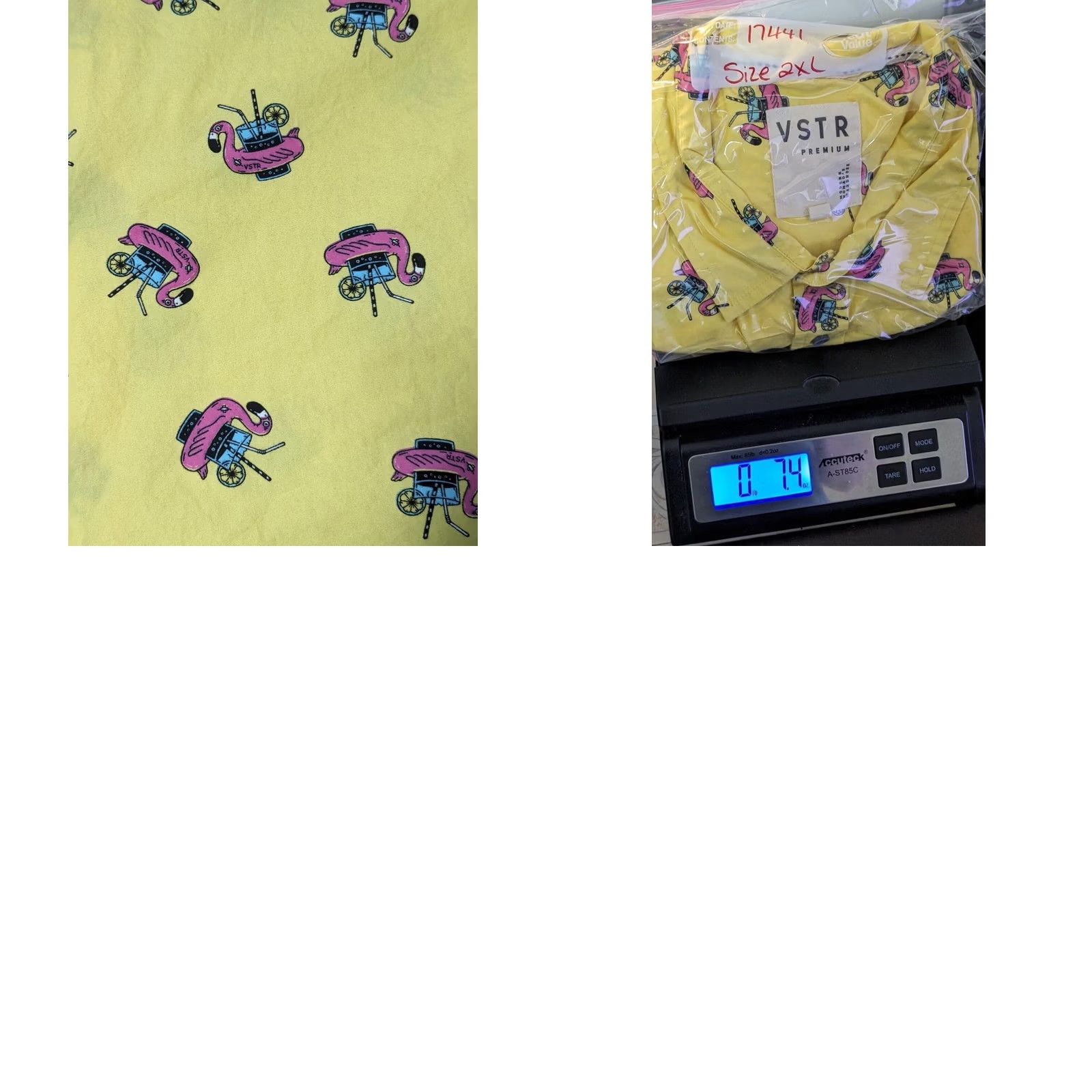 Pinko VSTR PREMIUM Pink Flamingo Drink Holder GEO AOP Men 2XL Cotton Yellow Camp Shirt Size US XXL / EU 58 / 5 - 10 Thumbnail