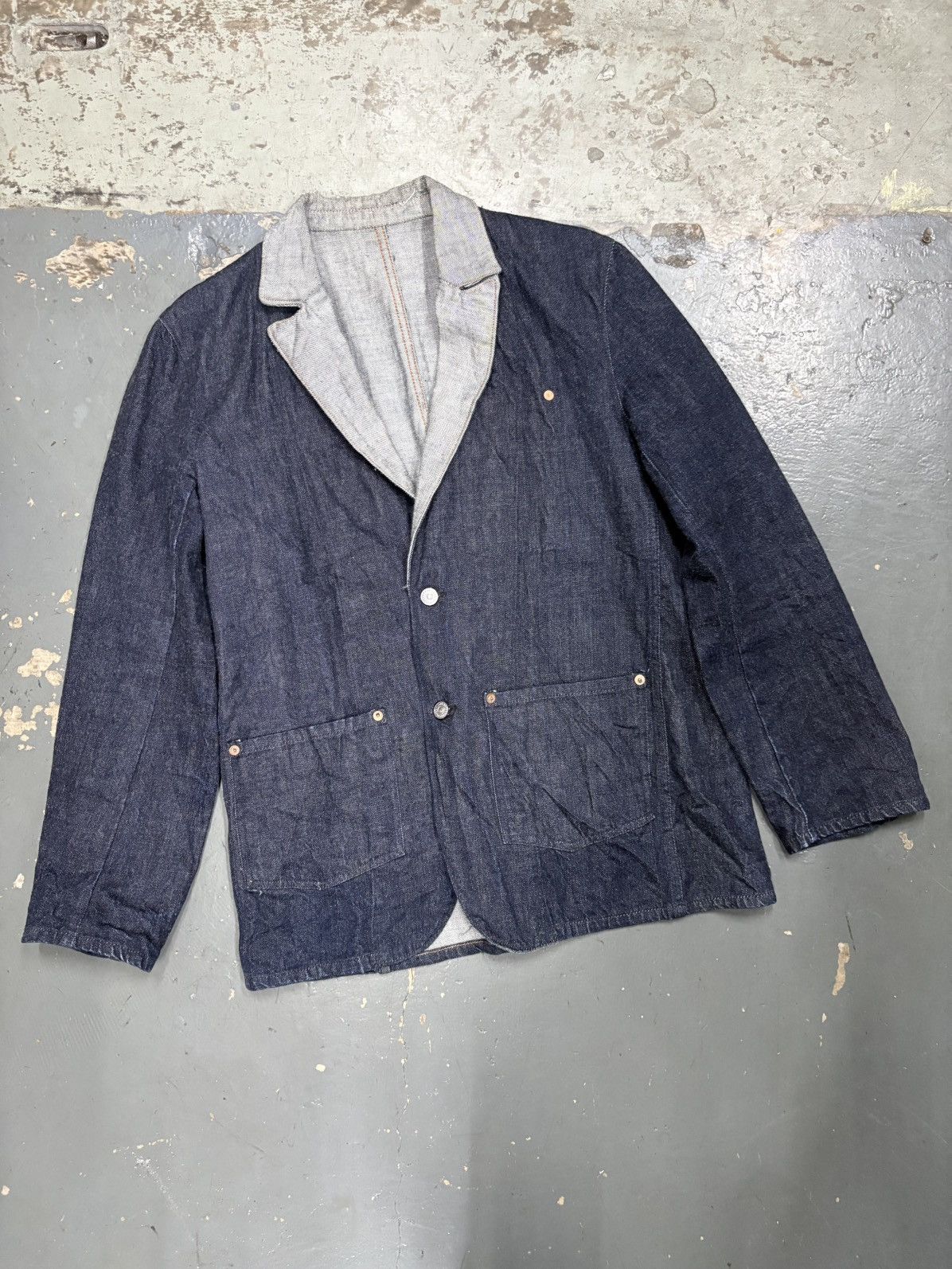 Japanese Brand Conners sewing factory(C.S.F) one piece of rock denim jacket Size US S / EU 44-46 / 1 - 1 Thumbnail