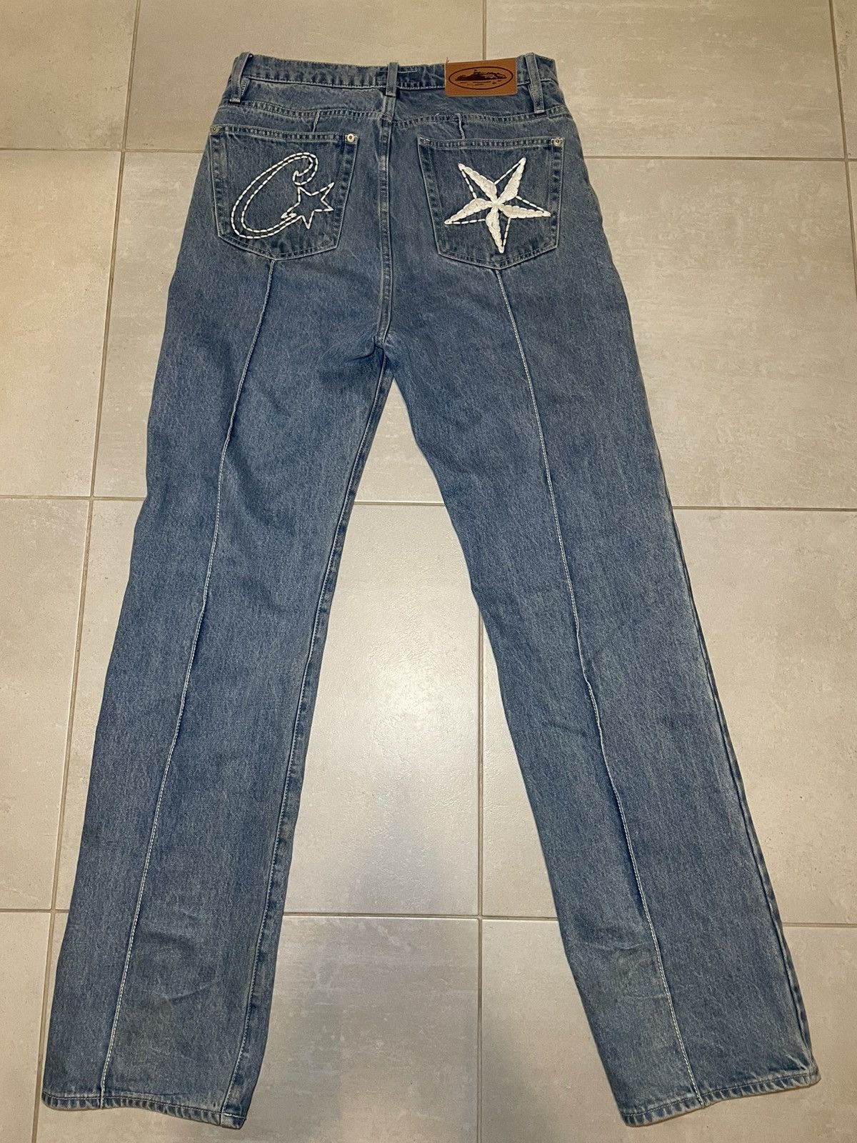 Corteiz Jean Corteiz C-Star Denim Genes Gems Blue Baggy Loose Size US 33 - 2 Thumbnail