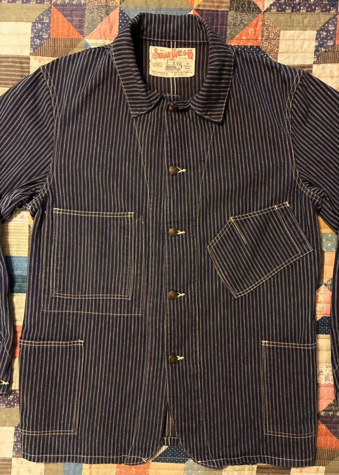 Sugar Cane 🔥RARE🔥 SUGAR CANE CO. WABASH STRIPE CHORE JACKET- 42 X-LRG Size US XL / EU 56 / 4 - 3 Thumbnail
