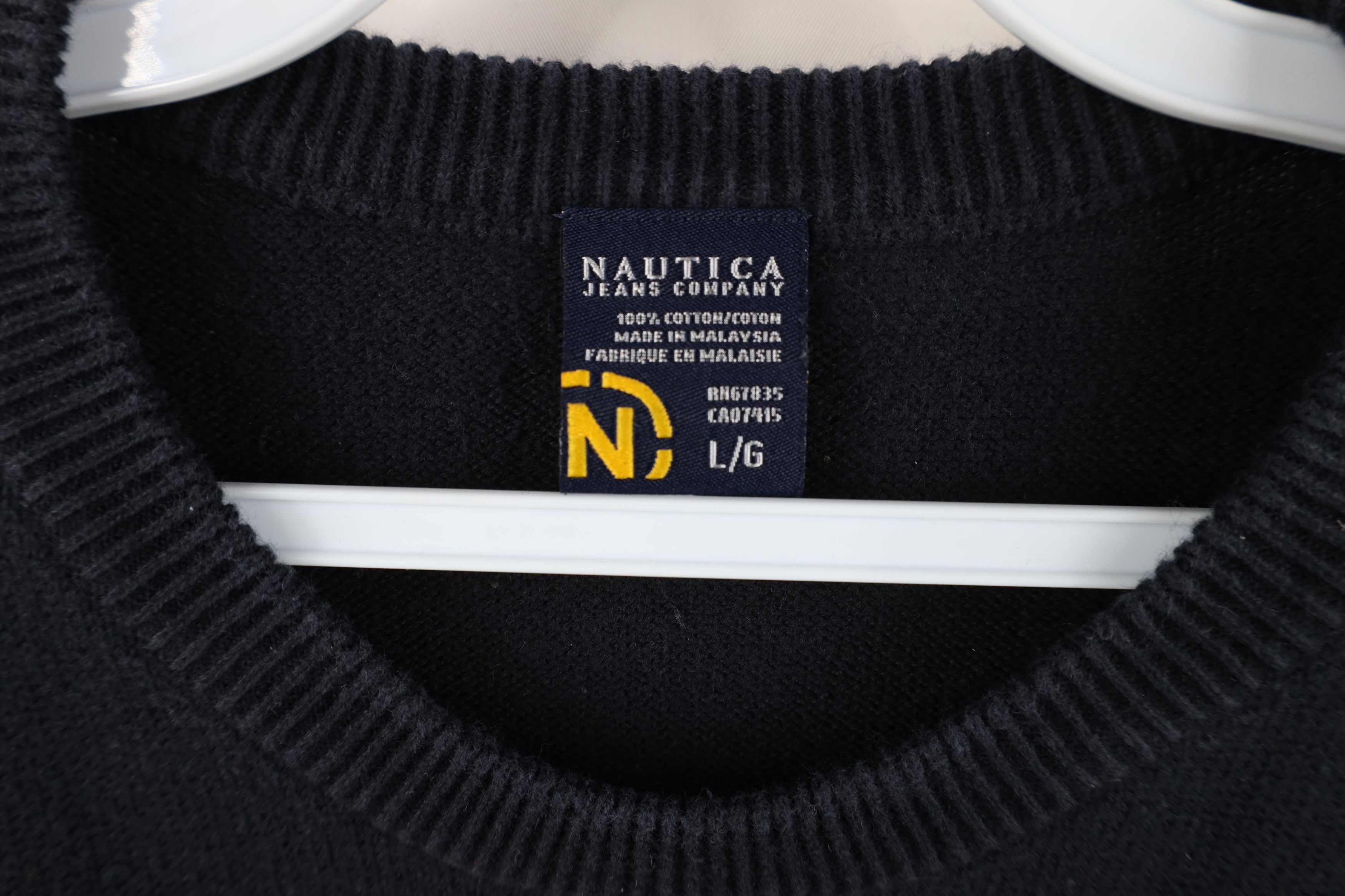 Nautica Vintage 90s Nautica Spell Striped Cotton Knit Sweater Blue Size US L / EU 52-54 / 3 - 11 Thumbnail