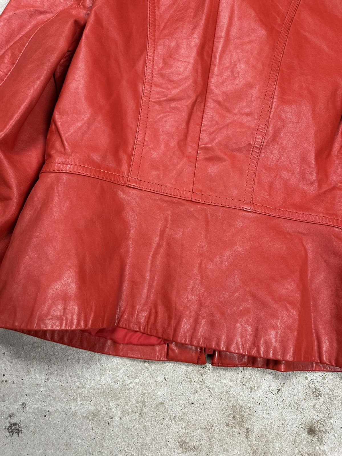 Japanese Brand Vintage 90s Red Genuine Leather Moto Biker Style Jacket Size M / US 6-8 / IT 42-44 - 16 Thumbnail