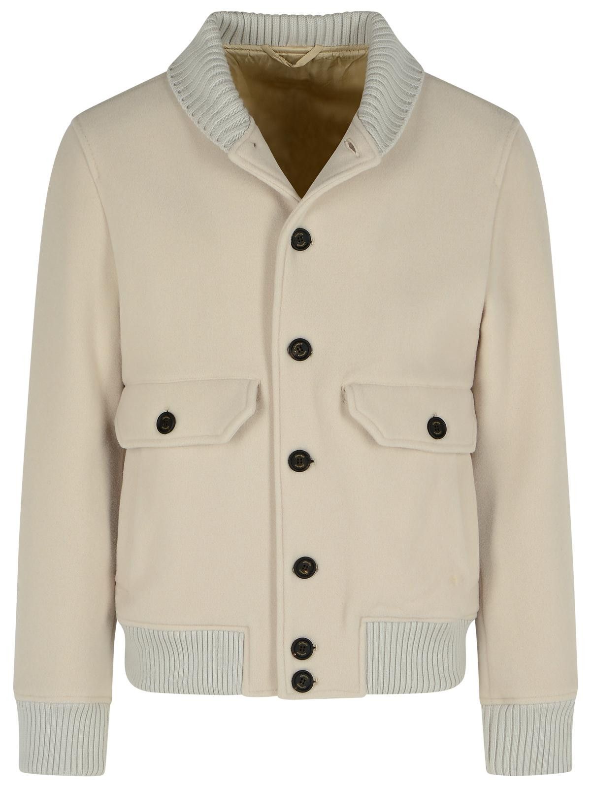 Eleventy ELEVENTY Beige Wool Blend Bomber Jacket Size US L / EU 52-54 / 3 - 1 Thumbnail