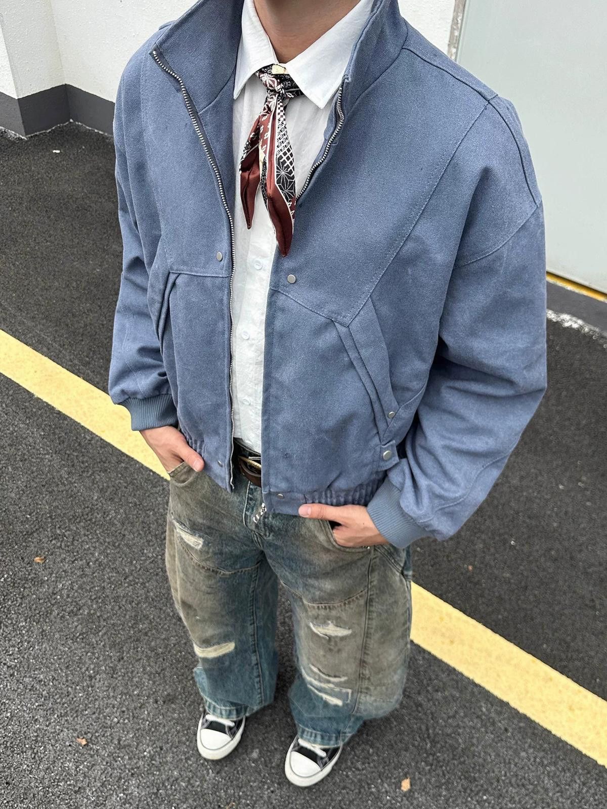 Other Blue Casual Zip-Up Bomber Jacket, Relaxed Fit Jacket Size US L / EU 52-54 / 3 - 3 Thumbnail
