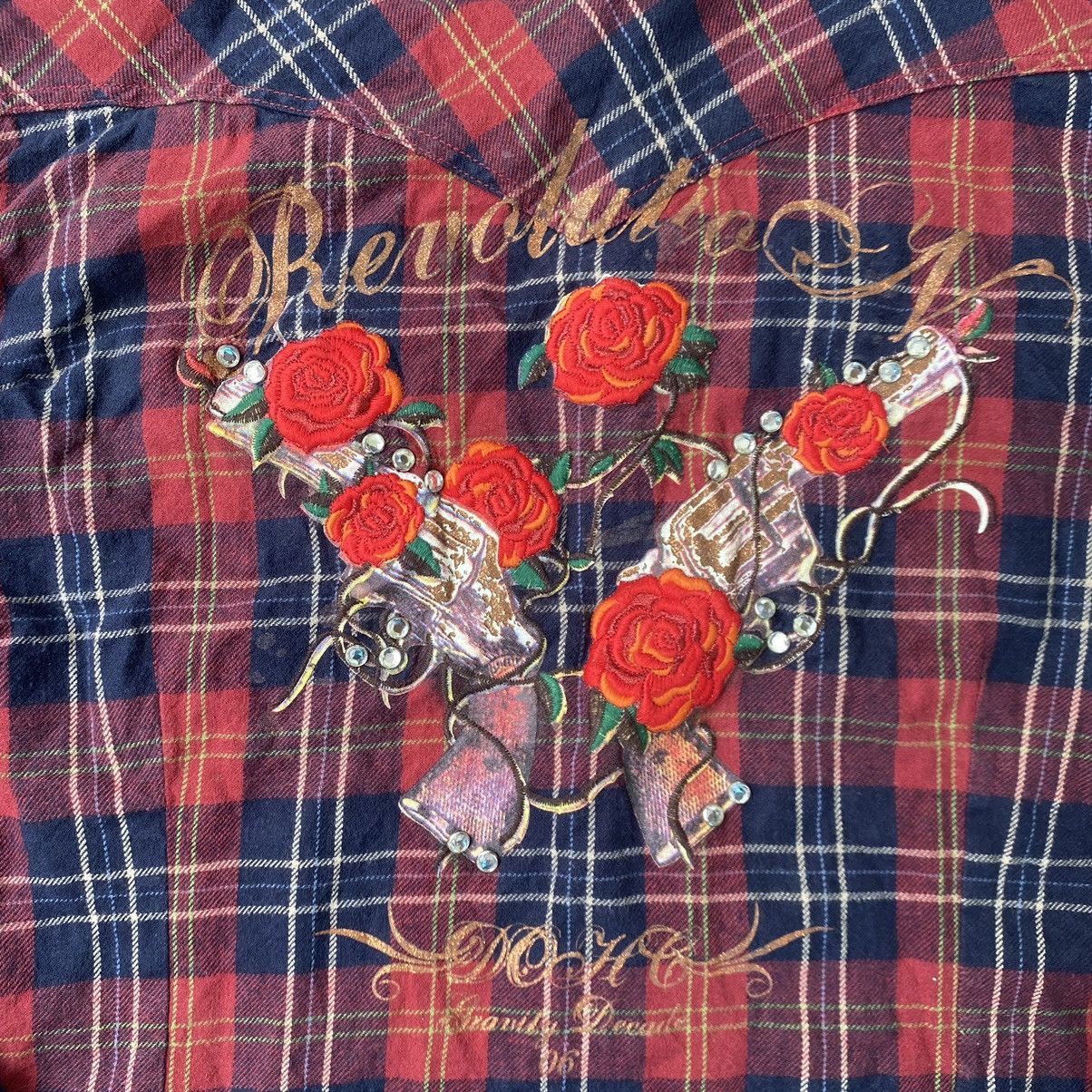 If Six Was Nine × Japanese Brand × Le Grande Bleu (L.G.B.) DOHC Double Guns Rhinestones Flannel Shirt Size US M / EU 48-50 / 2 - 8 Thumbnail