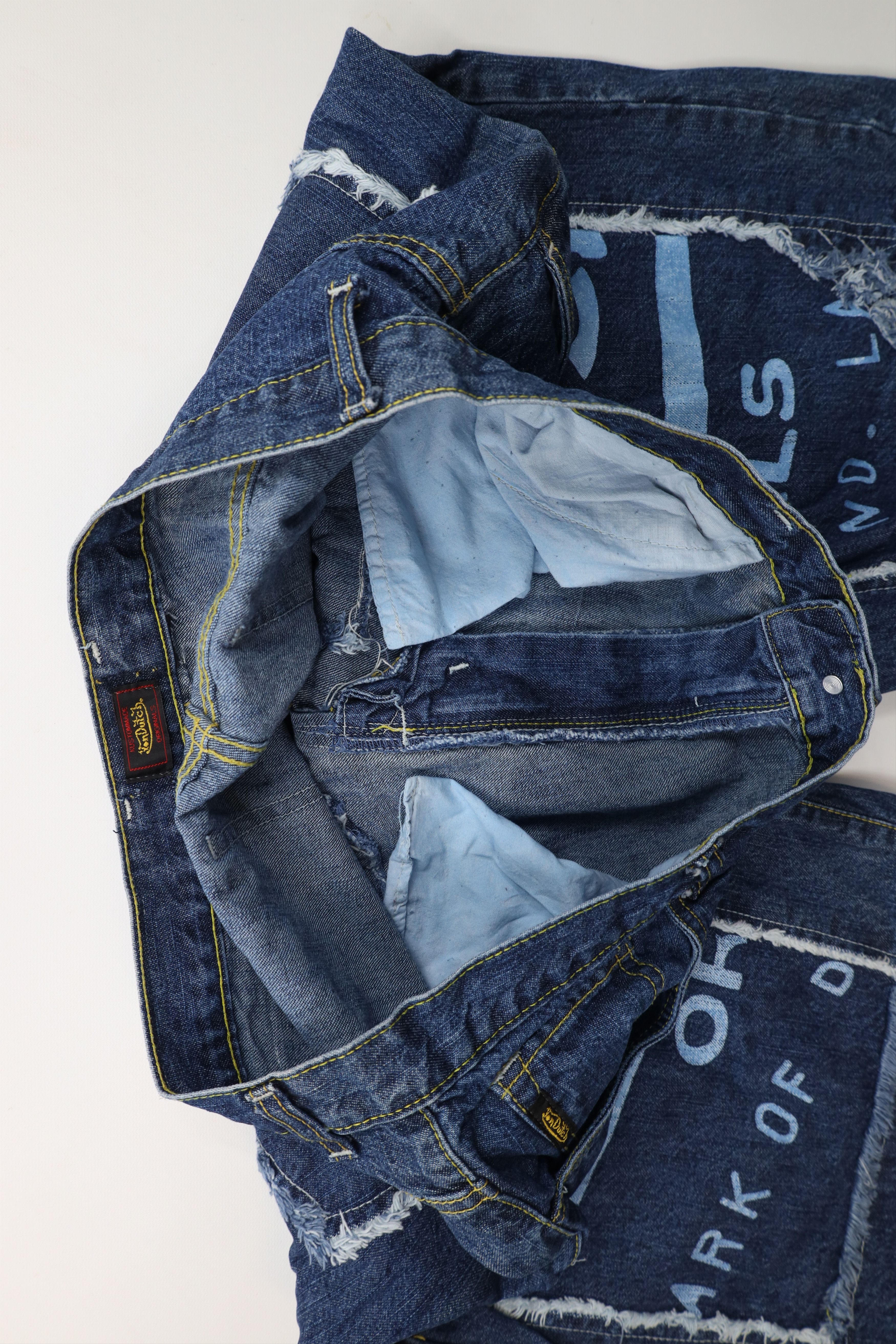 Vintage × Von Dutch Vintage 90s Y2K Von Dutch Spell Baggy Fit Denim Jean Shorts Size US 38 / EU 54 - 9 Thumbnail