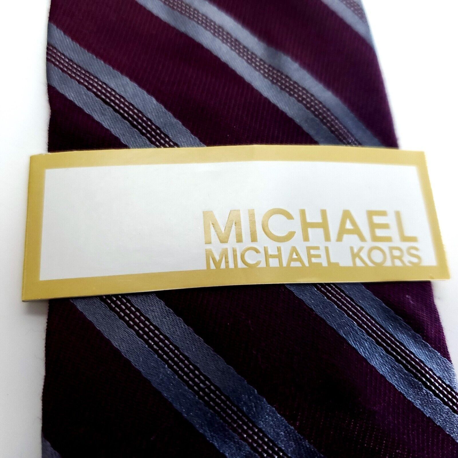 Michael Kors Michael Kors Silk Tie Woven Striped Maroon Red Skinny Size ONE SIZE - 2 Thumbnail
