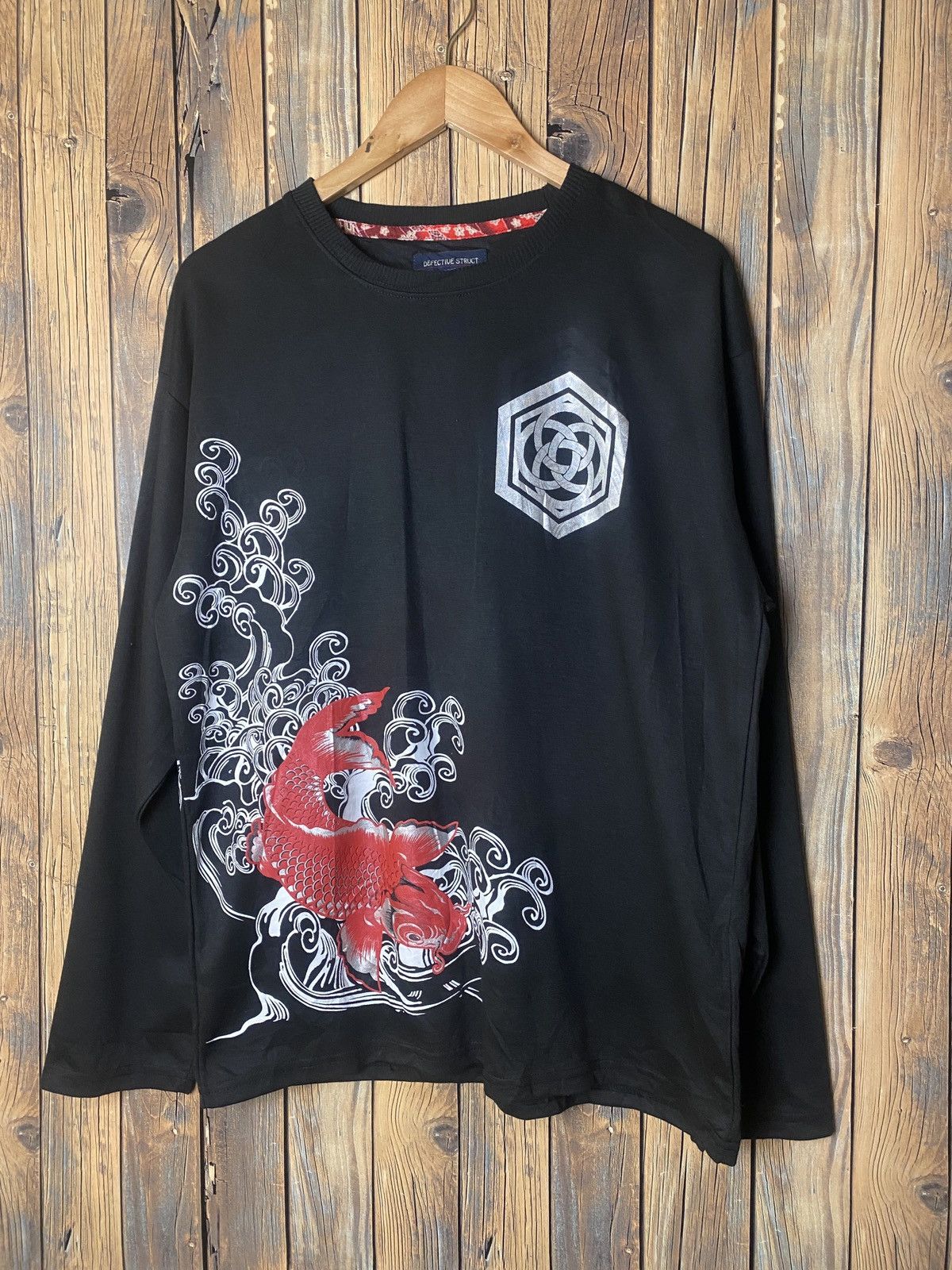 Vintage Sukajan fish koi over print long sleeve tshit Size US L / EU 52-54 / 3 - 1 Thumbnail