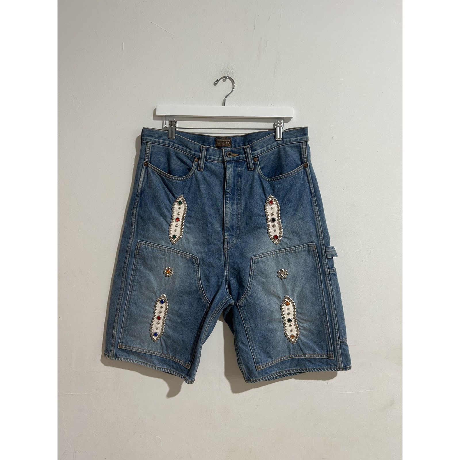 Kapital KAPITAL GEMSTONE STUDDED CARPENTER SHORTS SIZE 36 PREOWNED Size US 36 / EU 52 - 1 Thumbnail