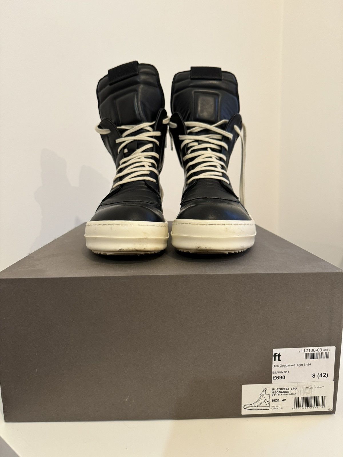 Rick Owens × Rick Owens Drkshdw Rick Owens Milk/Black Geobaskets Size US 9 / EU 42 - 3 Thumbnail