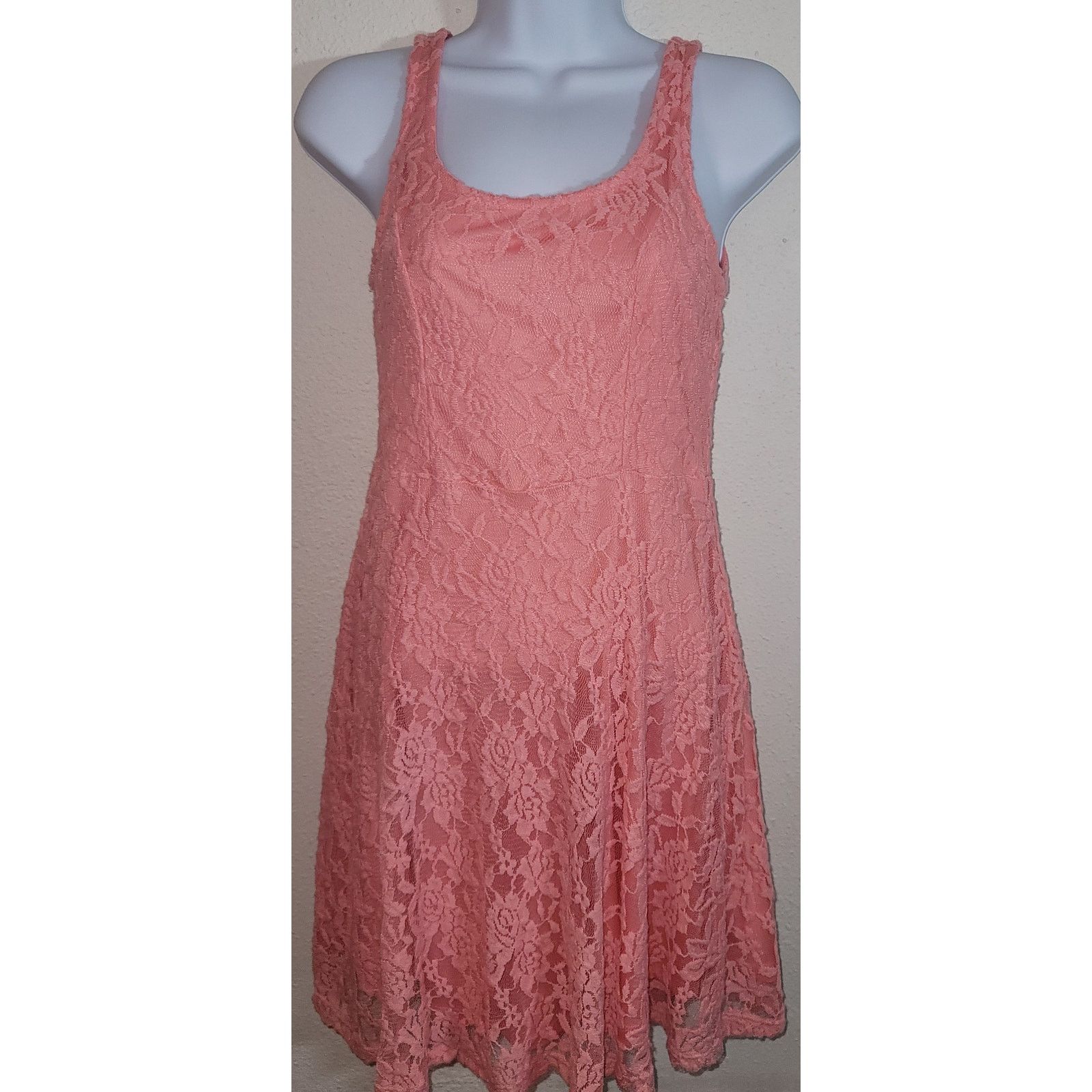 Other Iris Los Angeles Pink Lace Overlay Mini Dress Large Size L / US 10 / IT 46 - 1 Thumbnail