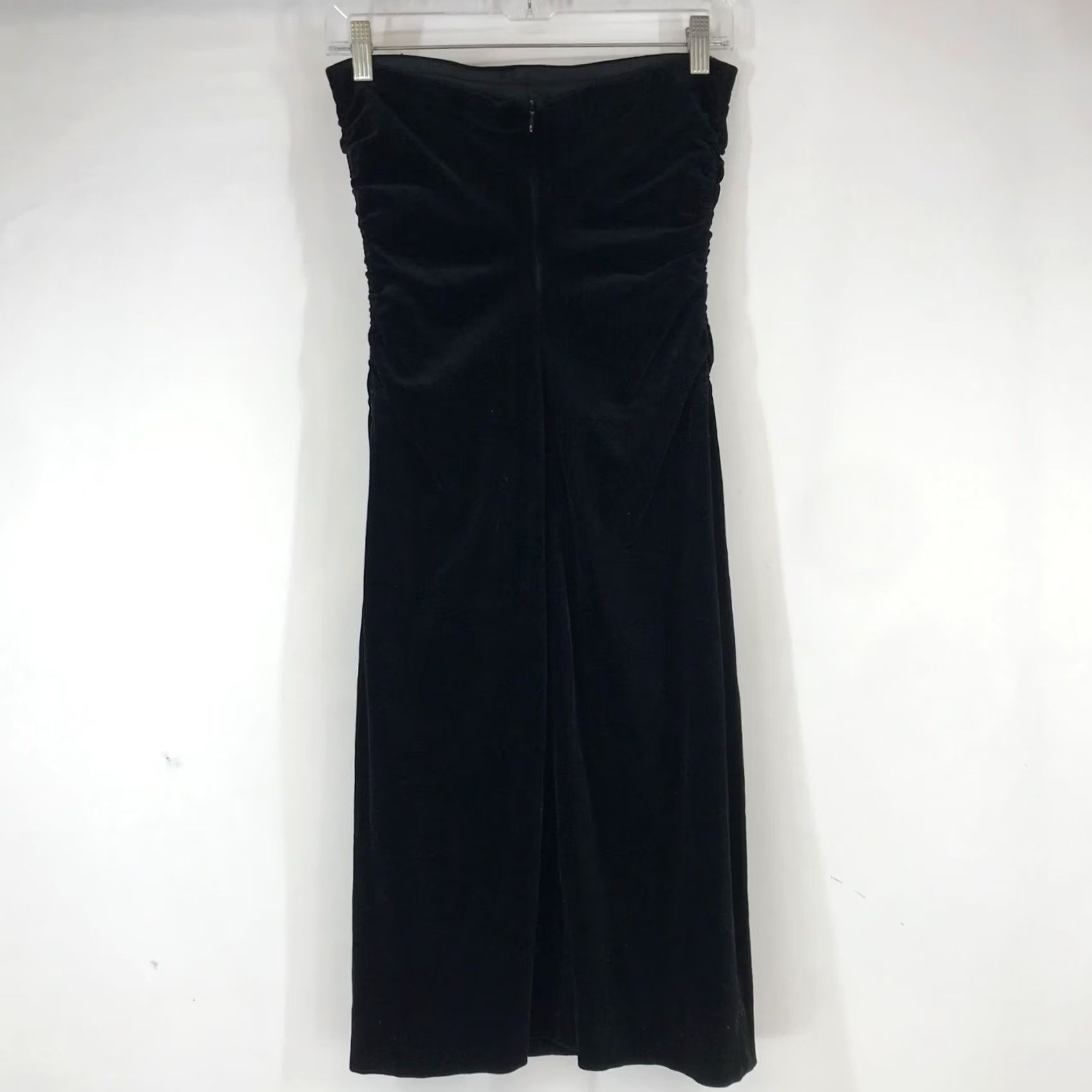 Theory THEORY WOMEN'S DRESS - BLACK VELOUR STRAPLESS 4, SHORT, COTTON BLEND, PRE-OWNED GOOD Size S / US 4 / IT 40 - 4 Thumbnail