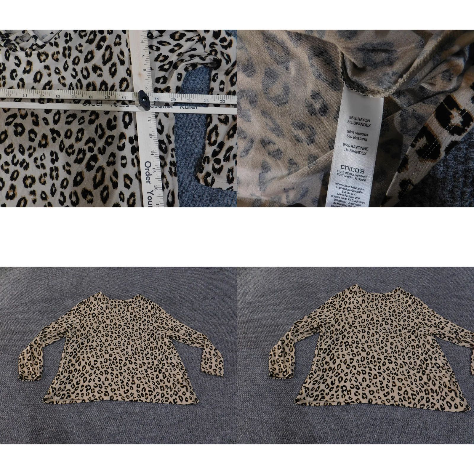 Vintage Chico's Blouse Womens 2 Petite Animal Print Leopard Long Sleeve Lightweight Top Size XS / US 0-2 / IT 36-38 - 8 Thumbnail