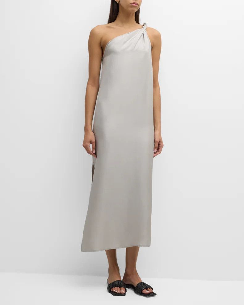 Loulou de Saison o1s22i1n1024 Maxi One-Shoulder Dress in Grey Size S / US 4 / IT 40 - 6 Thumbnail
