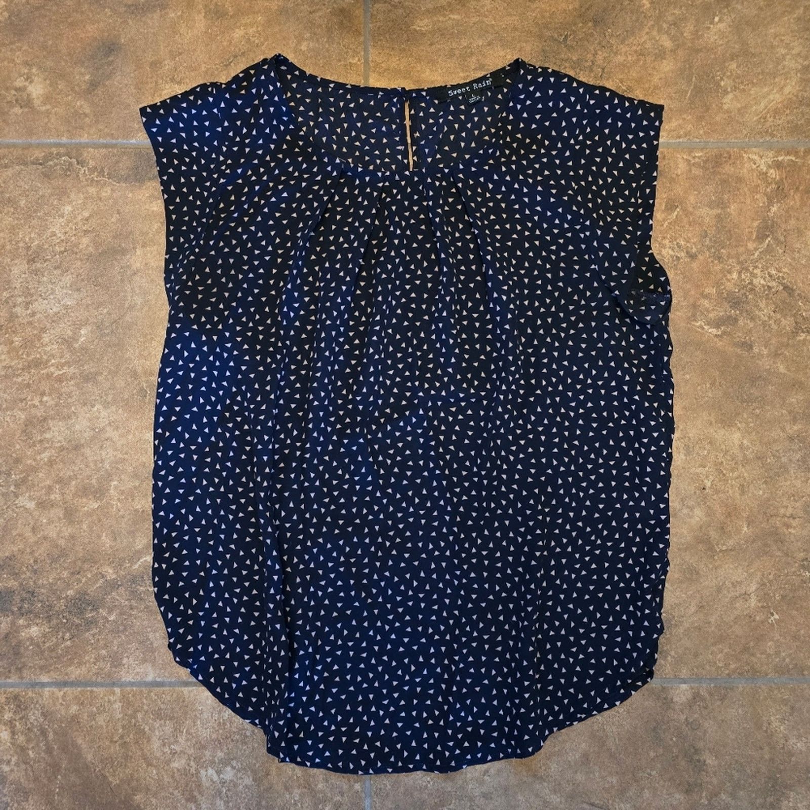 Other Navy Detailed Sweet Rain Dressy Blouse Size L / US 10 / IT 46 - 1 Thumbnail